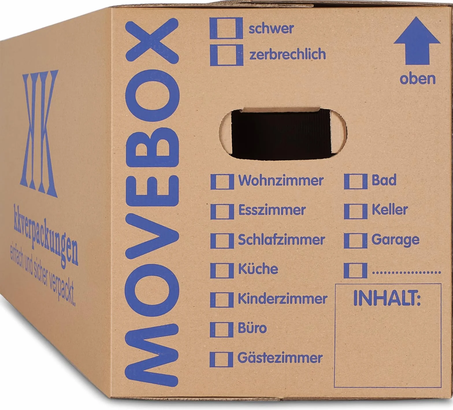 Boîtes carton déménagement stockage 634x290x326 mm 40 kg capacité charge avec poignées réutilisables