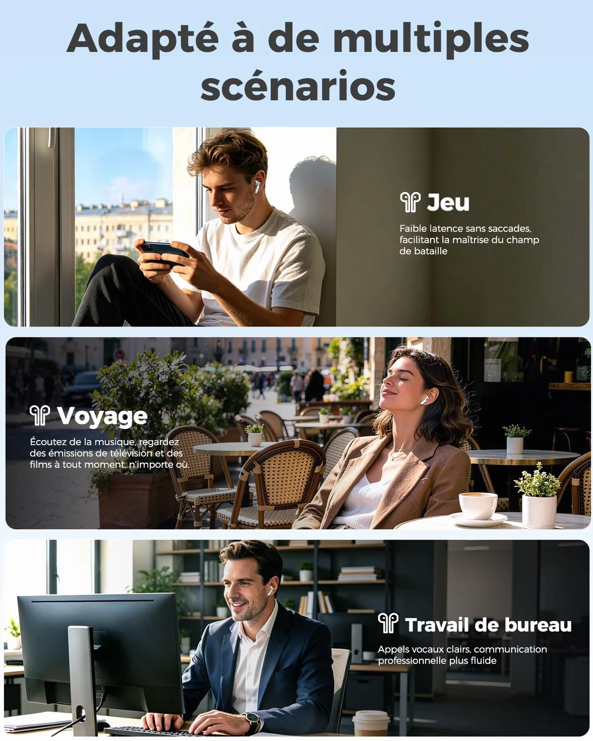 Écouteur Traducteur Instantané IA NE49 5-1, 150 Langues 6 Modes, Bluetooth 6.0, Autonomie 40h, Blanc