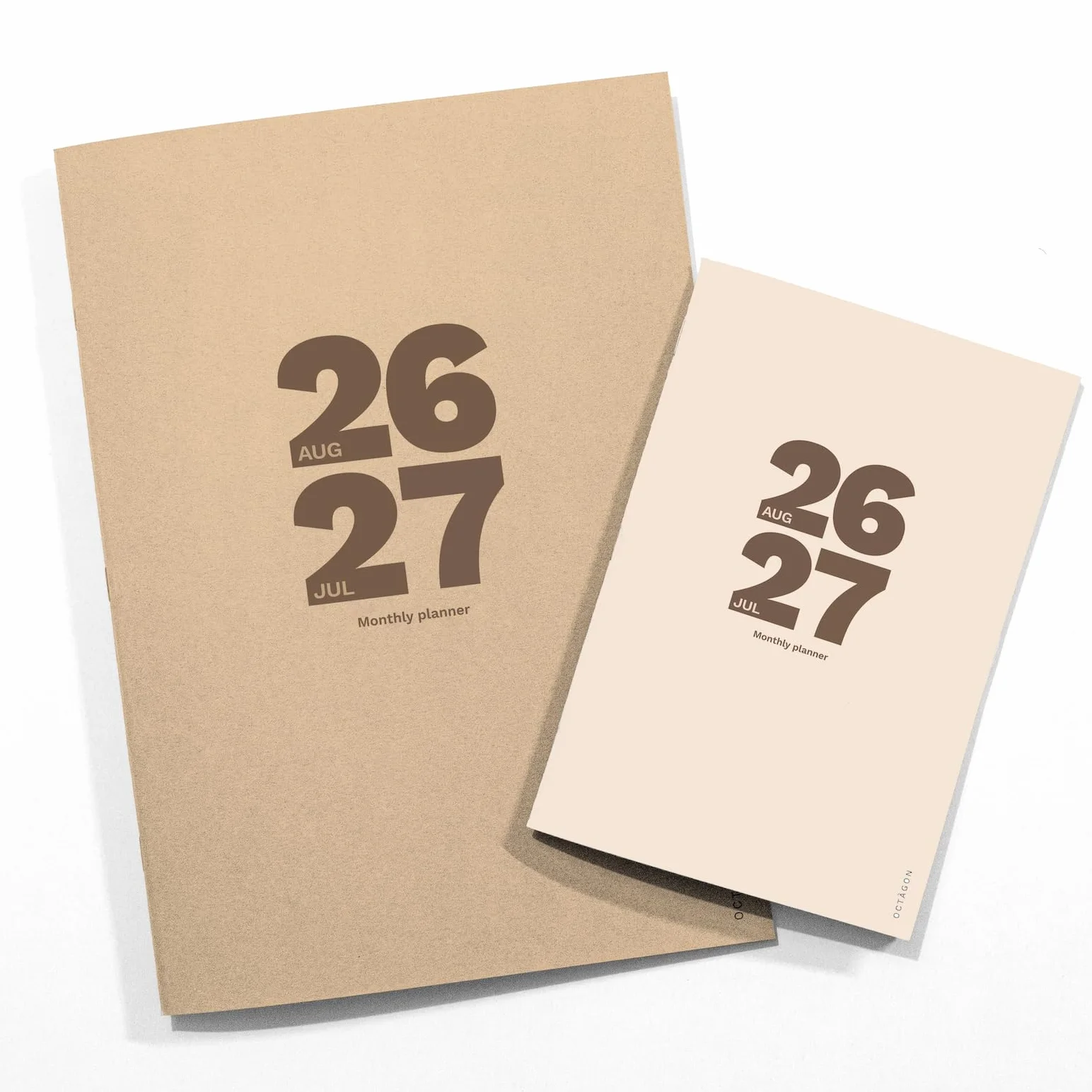 OCTÀGON DESIGN Small Monthly Planner PLUS 2026-2027 Agenda mensuel 12 mois août 2026 à juillet 2027 Petit format 13,5 x 20 cm Biscuit