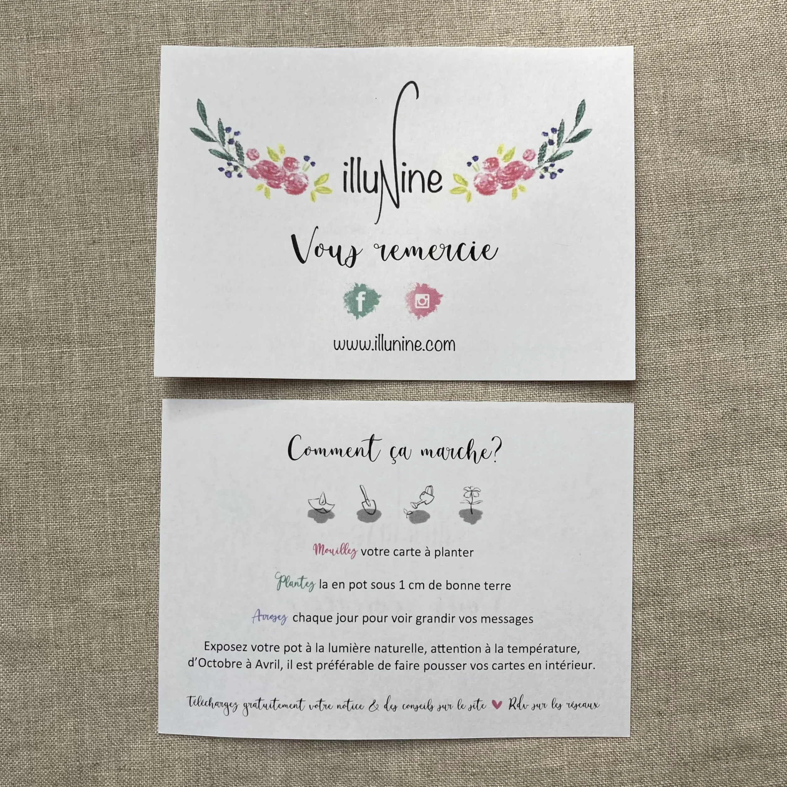 Lot de 10 mini cartes à planter porte Bonheur