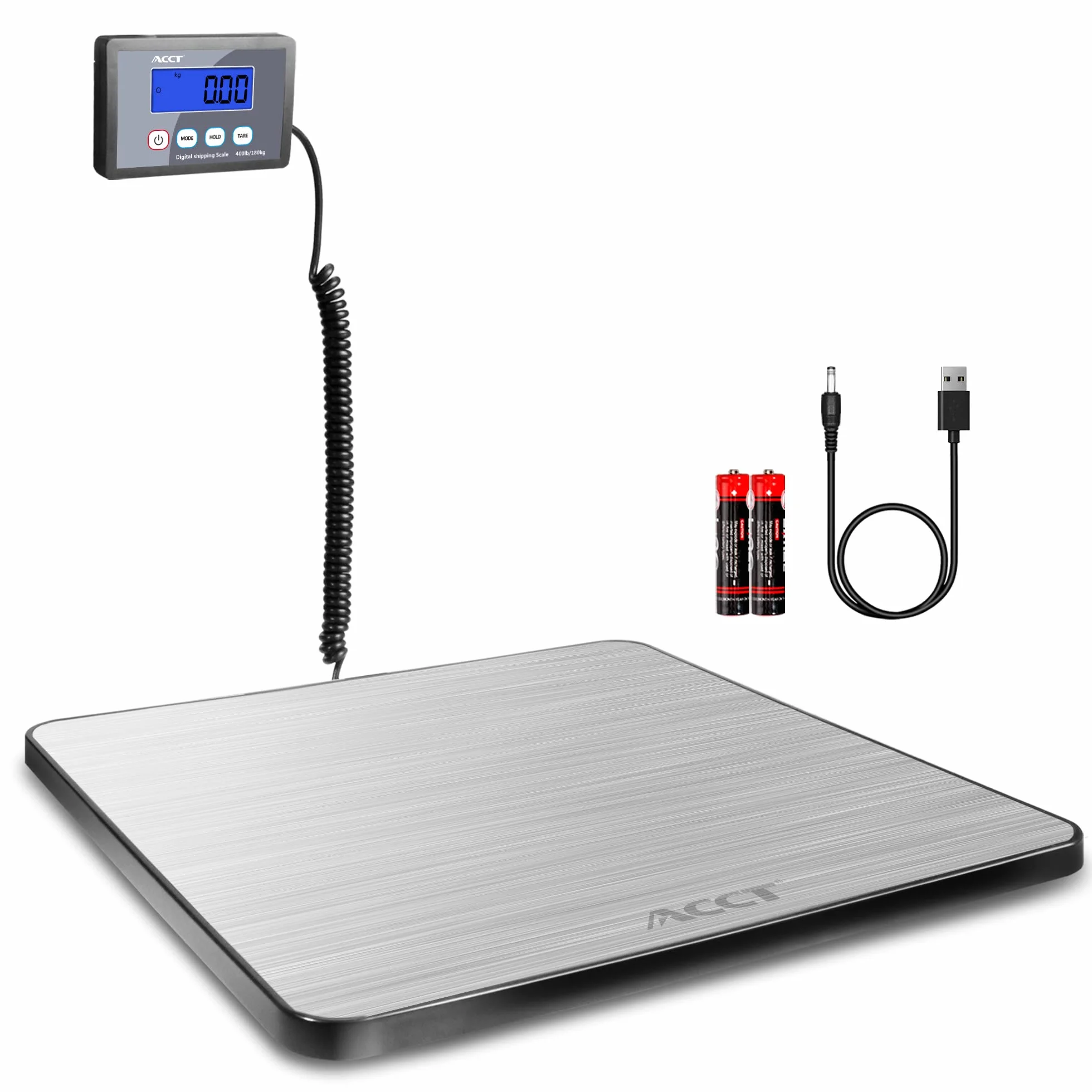Balance Colis ACCT 400 lb/180 kg Balance Postale Numérique avec Hold/Tare Pese Colis Piles et Câble USB Inclus