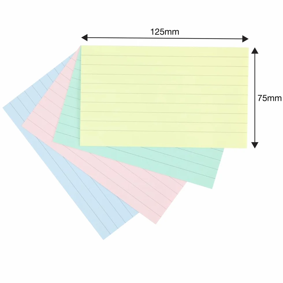 Flashcards Summit, Fiche Bristol, 7.5 x 12.5cm, Paquet de 400, Couleurs Assorties