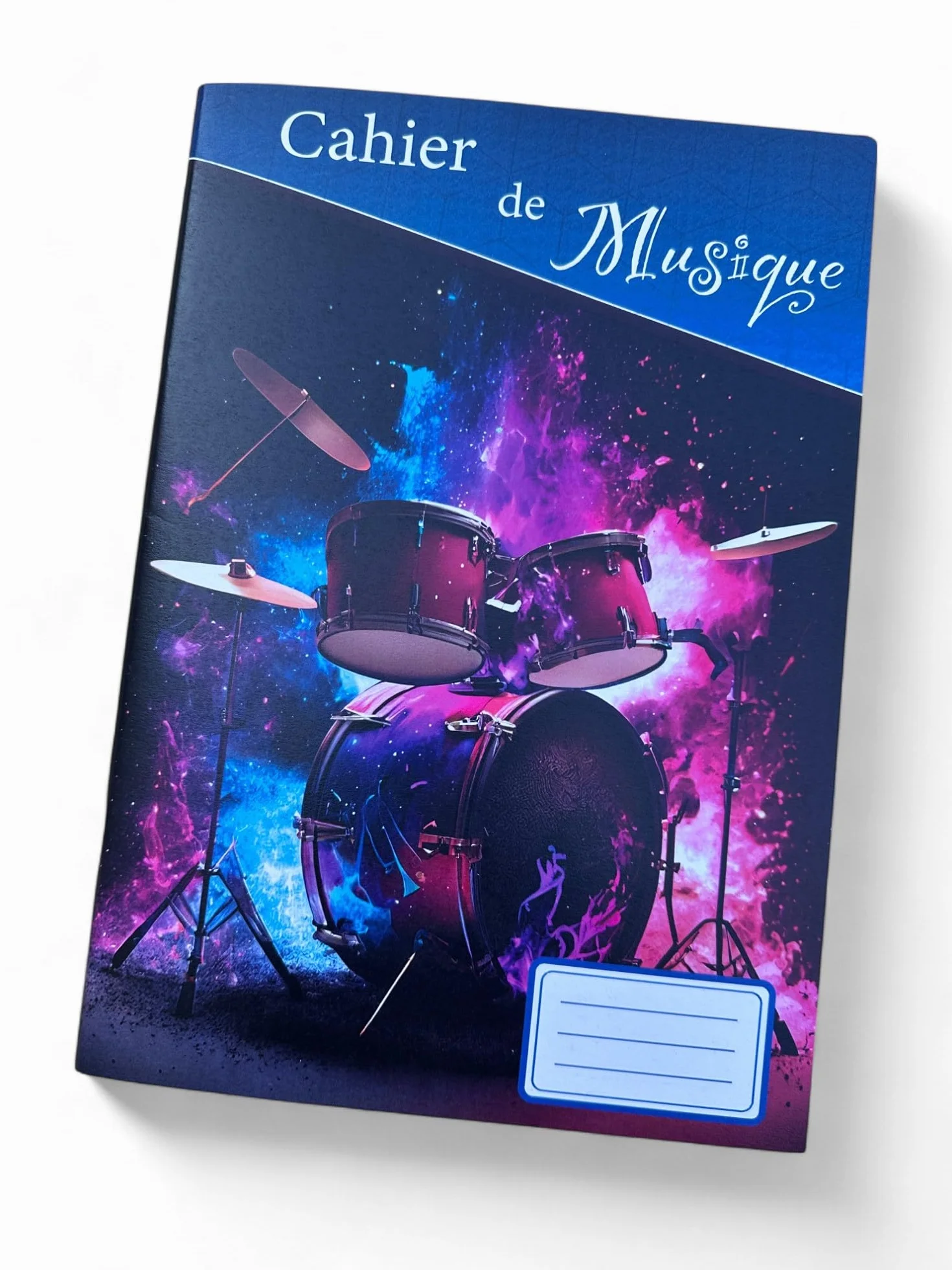 Cahier de Musique 40 Pages Portées 21x30 cm Couverture Personnalisable Batterie