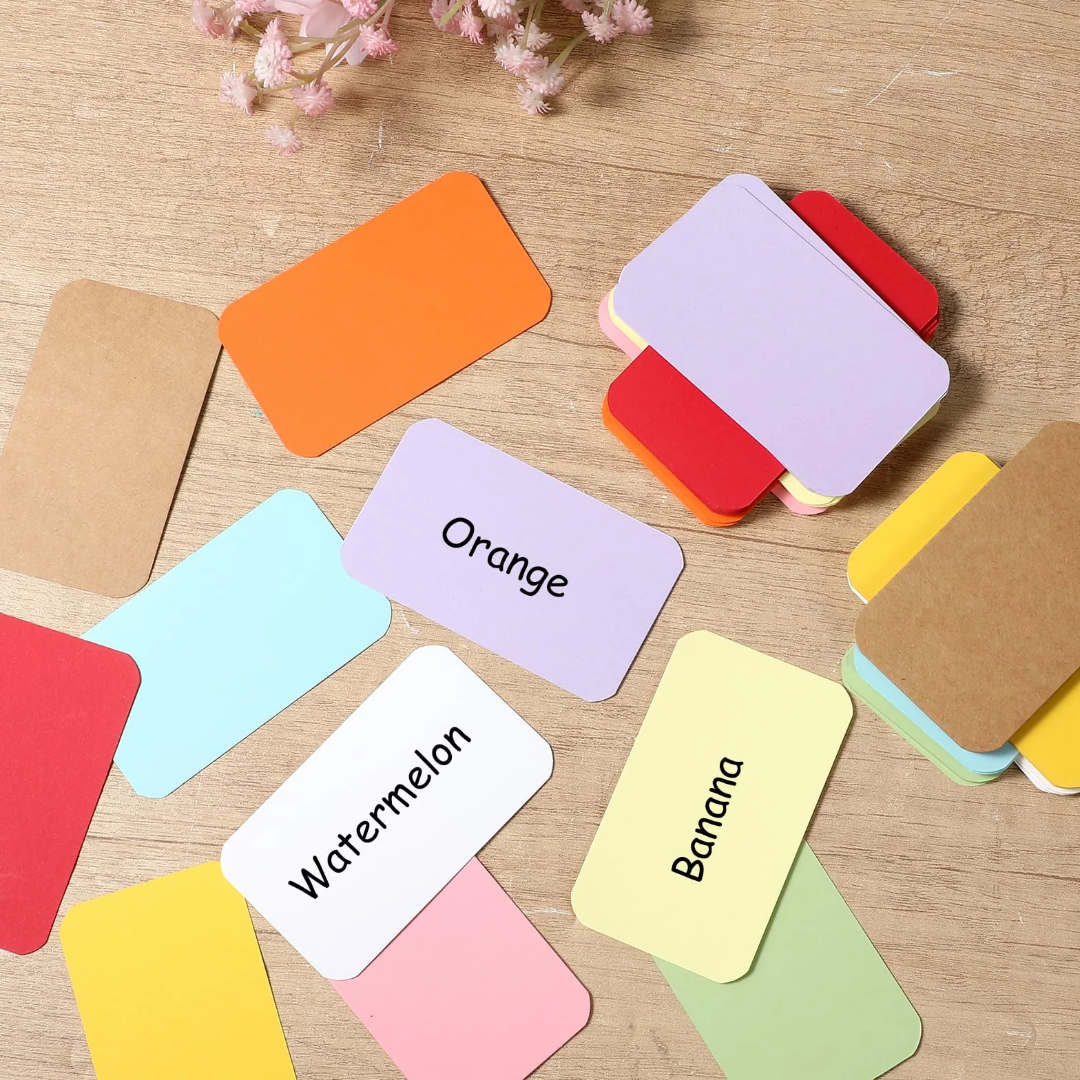Lot de 100 cartes de visite vierges avec index colorés imprimables pour apprentissage