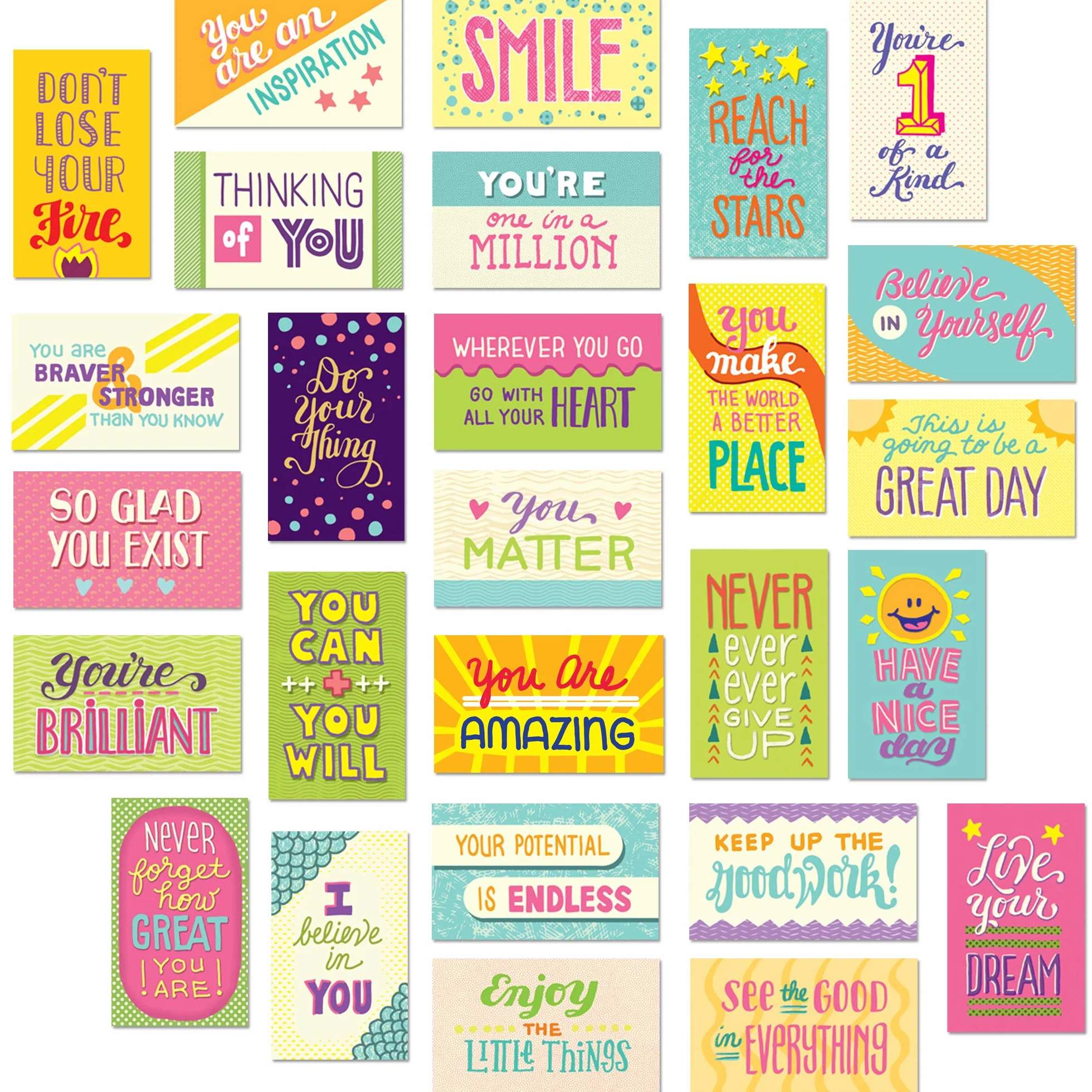 Youngever Lot de 300 Cartes de Motivation, 100 Designs Uniques (Blanc)