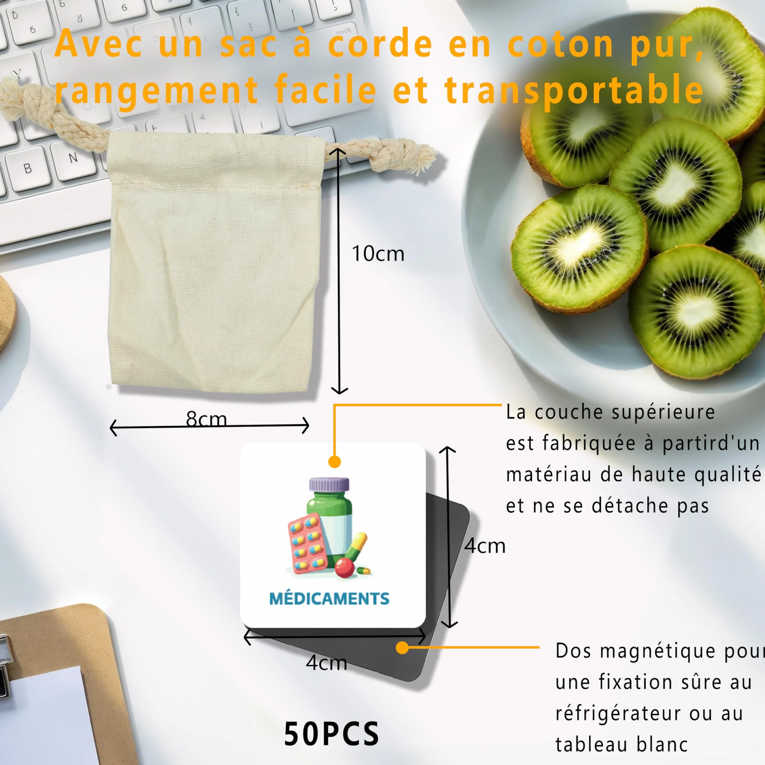 Agenda hebdomadaire magnétique 50 pièces pour enfants autisme - Calendrier éducatif avec pictogrammes