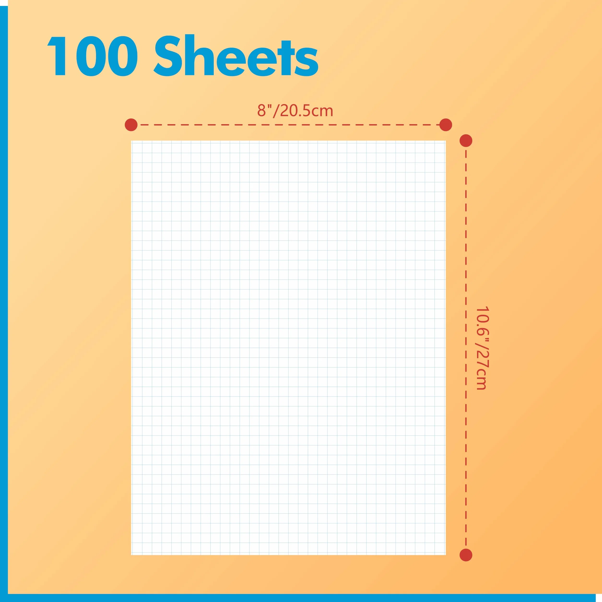 Lot 100 feuilles papier quadrillé double face 10,2x10,2 cm 4 carrés par pouce pour étudiants dessin ingénierie