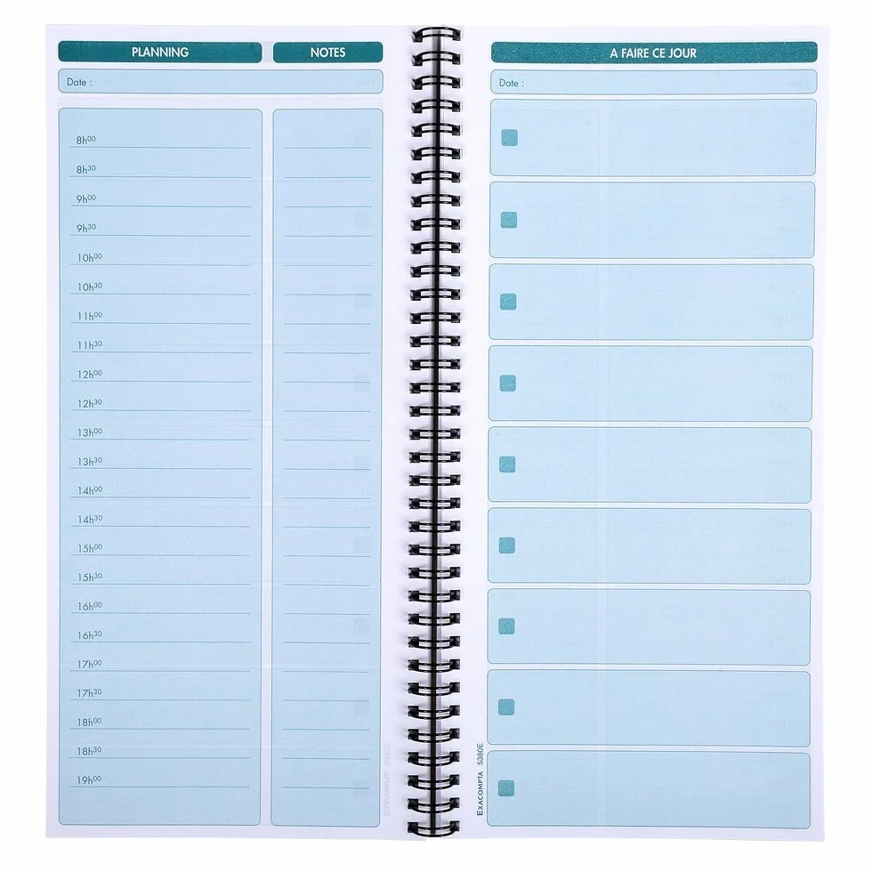 Exacompta carnet spiralé A faire ce jour 125 feuilles 297 x 140 mm certifié PEFC