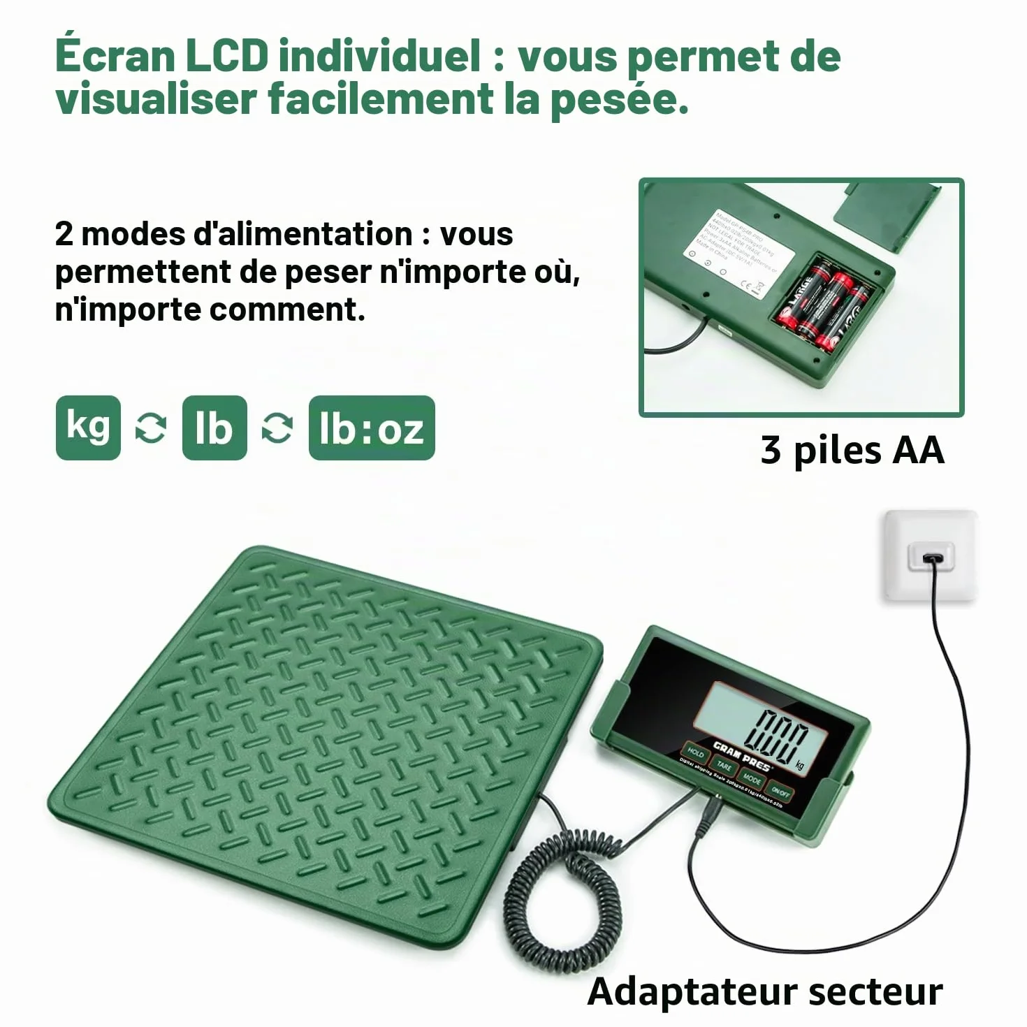 Balance postale numérique GRAM PRES 10 g, plate-forme en alliage d'acier, fonction maintien et tare