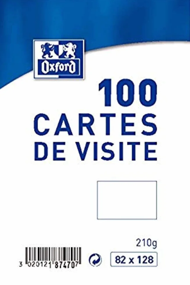 Oxford Cartes de visite 8,2 x 12,8 cm Blanc