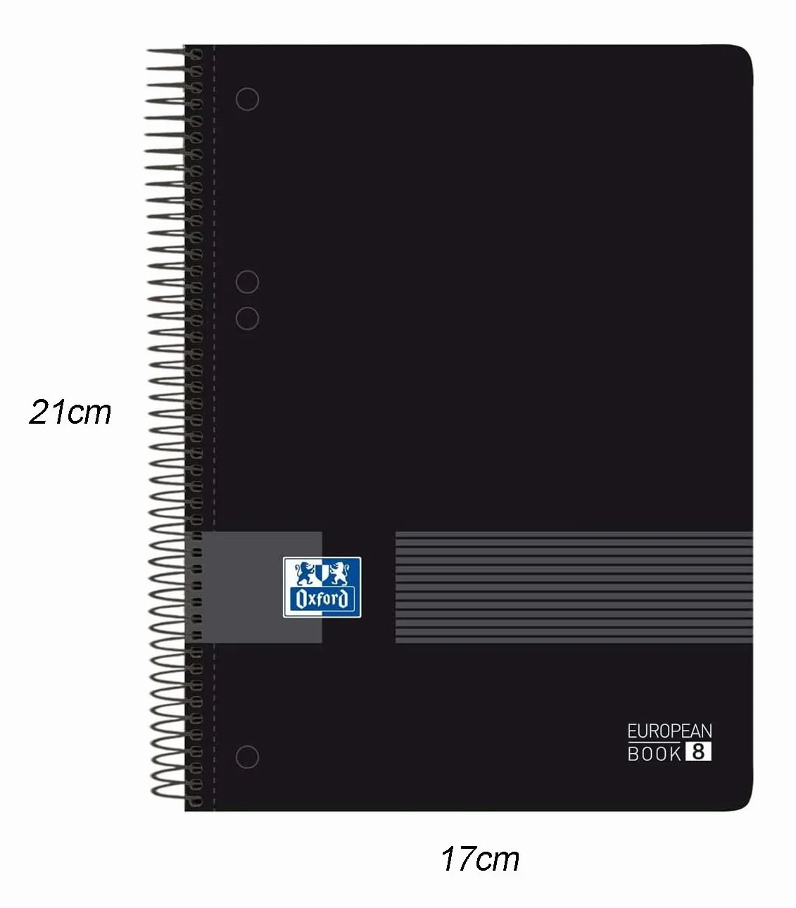 Oxford Cahier A5 quadrillé 5x5, 160 feuilles, couvercle plastique, carnet microperforé Noir