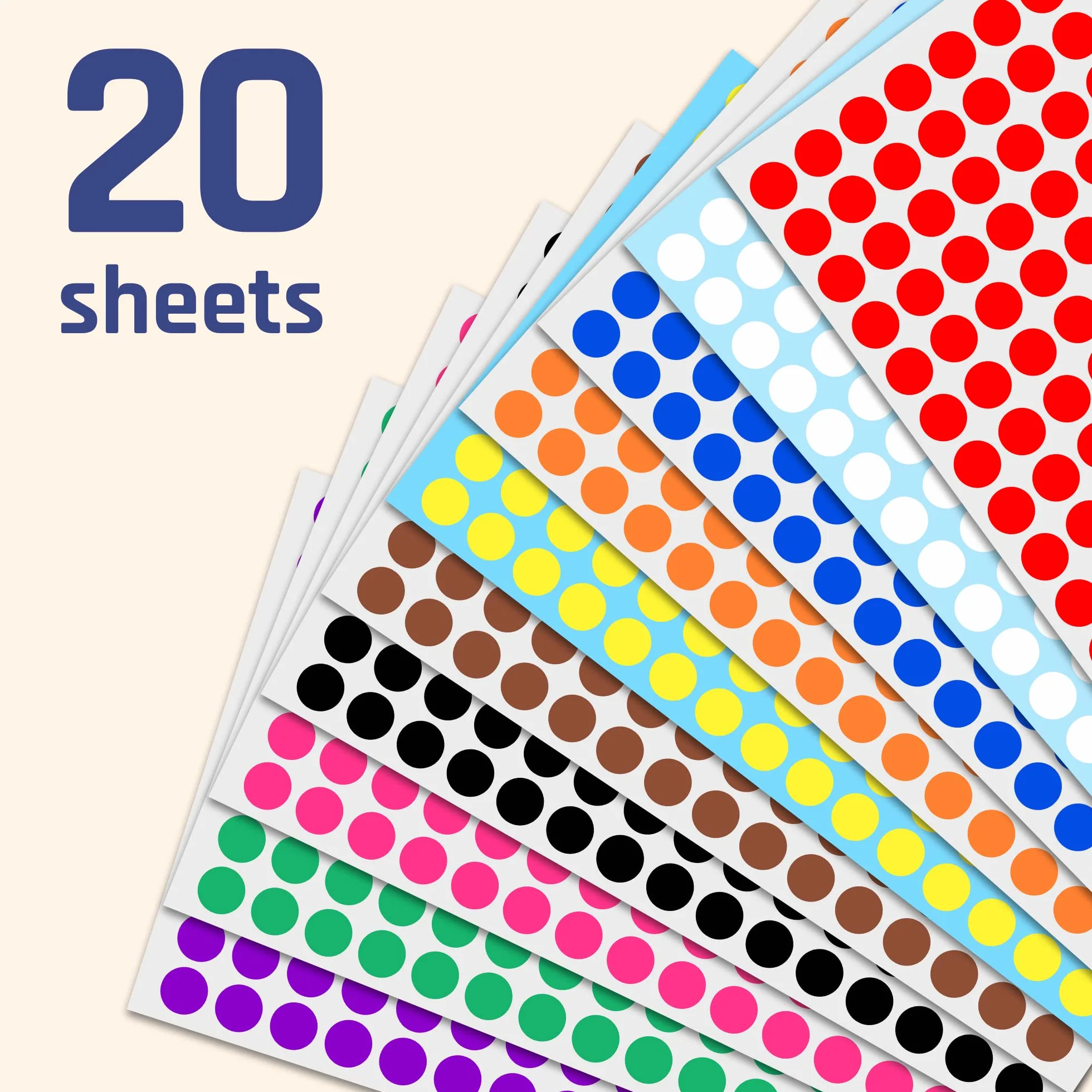 Gommettes Autocollantes Rondes 10mm - 10 Couleurs, 3000 Pièces