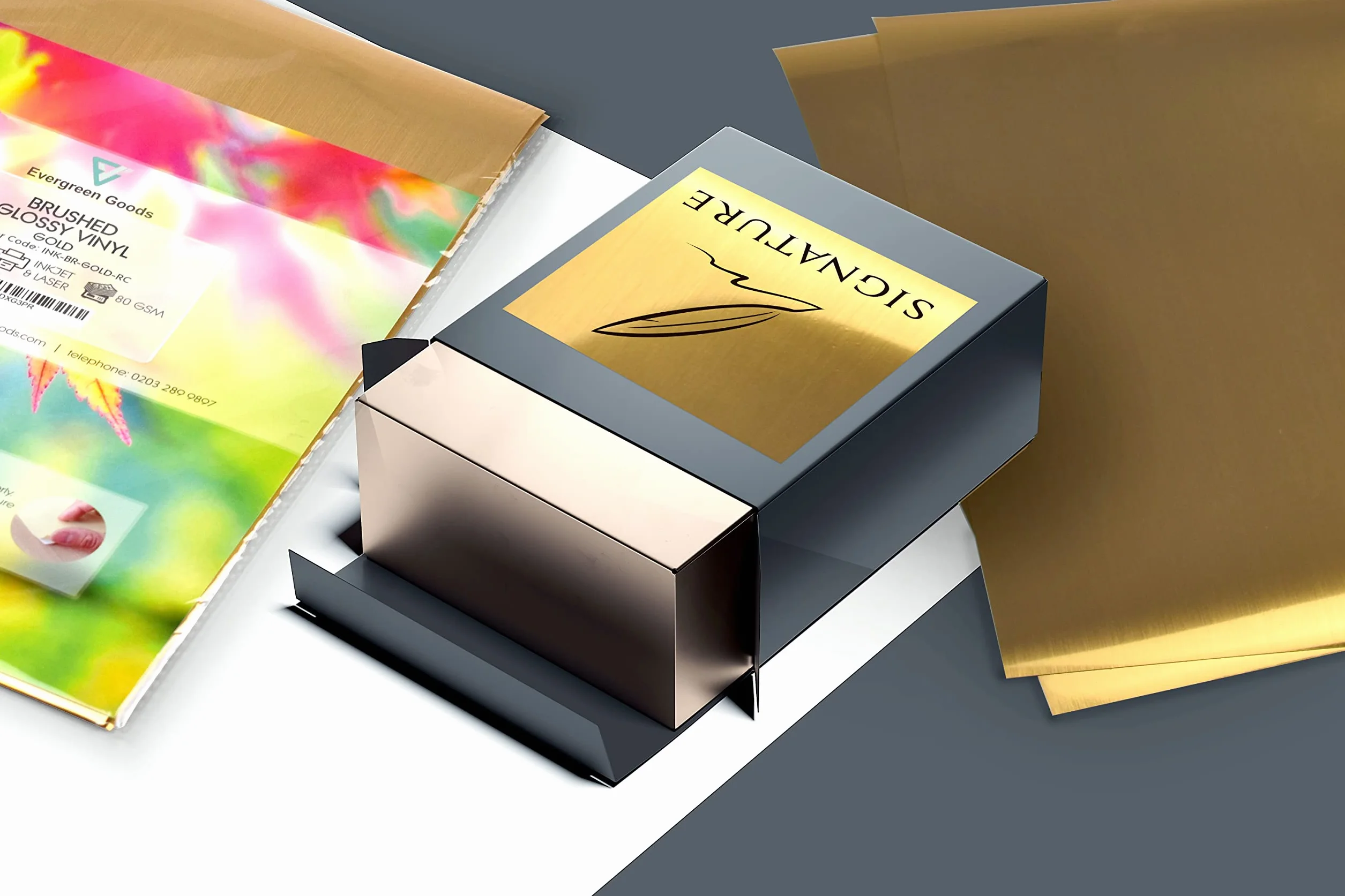Papier autocollant vinyle doré brillant A4 imperméable pour imprimantes jet d'encre et laser 10 feuilles