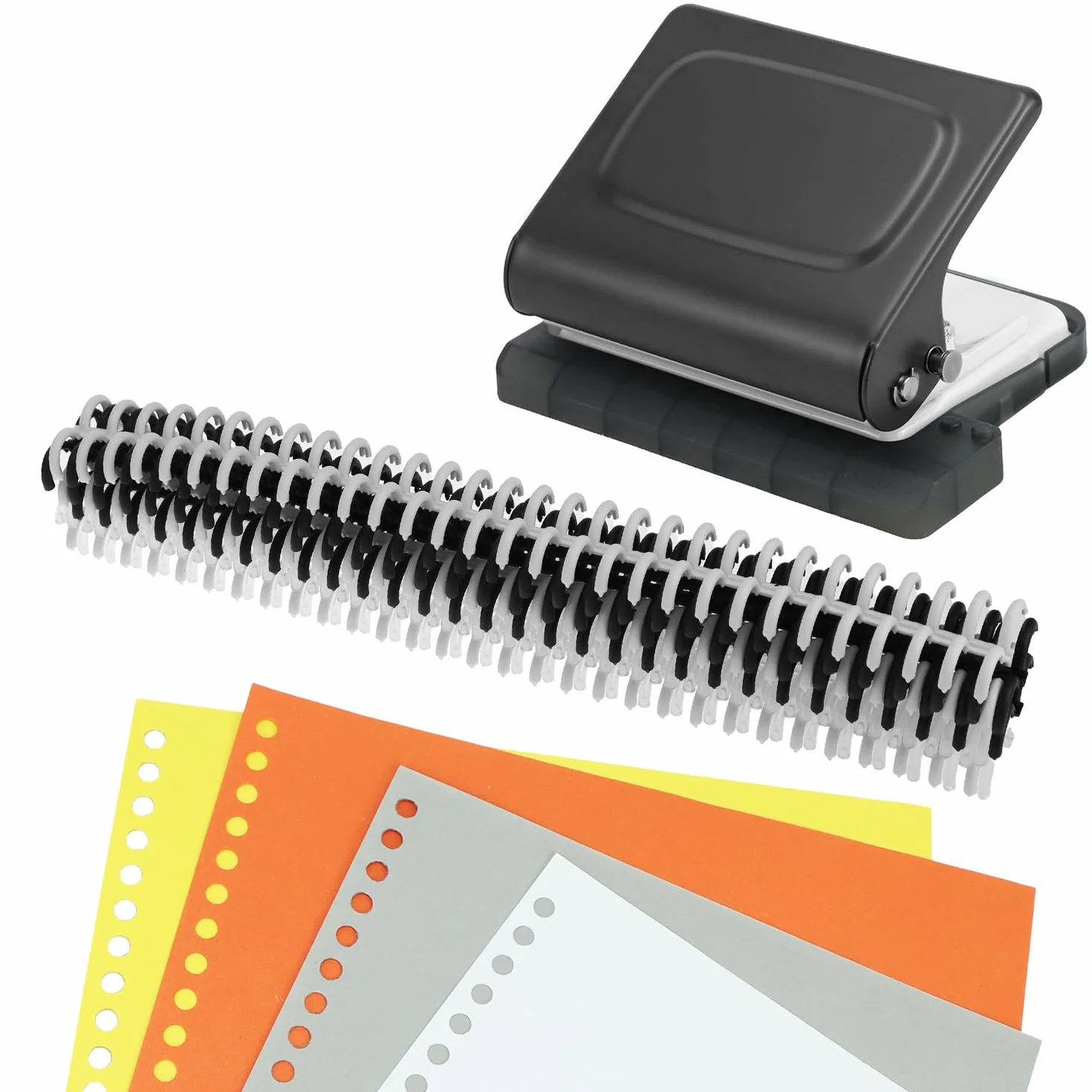QWORK Relieuse 10 trous pour agendas A4 B5 A5, 12 anneaux de reliure multicolores