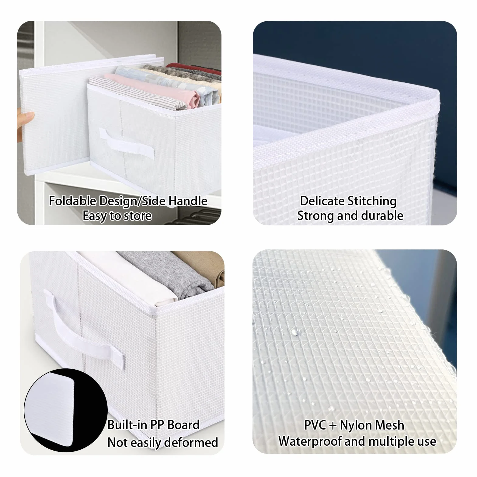Boîte de Rangement Vêtements 9 Grilles Armoire Organisateur Pliable 2PCS Blanche Neige