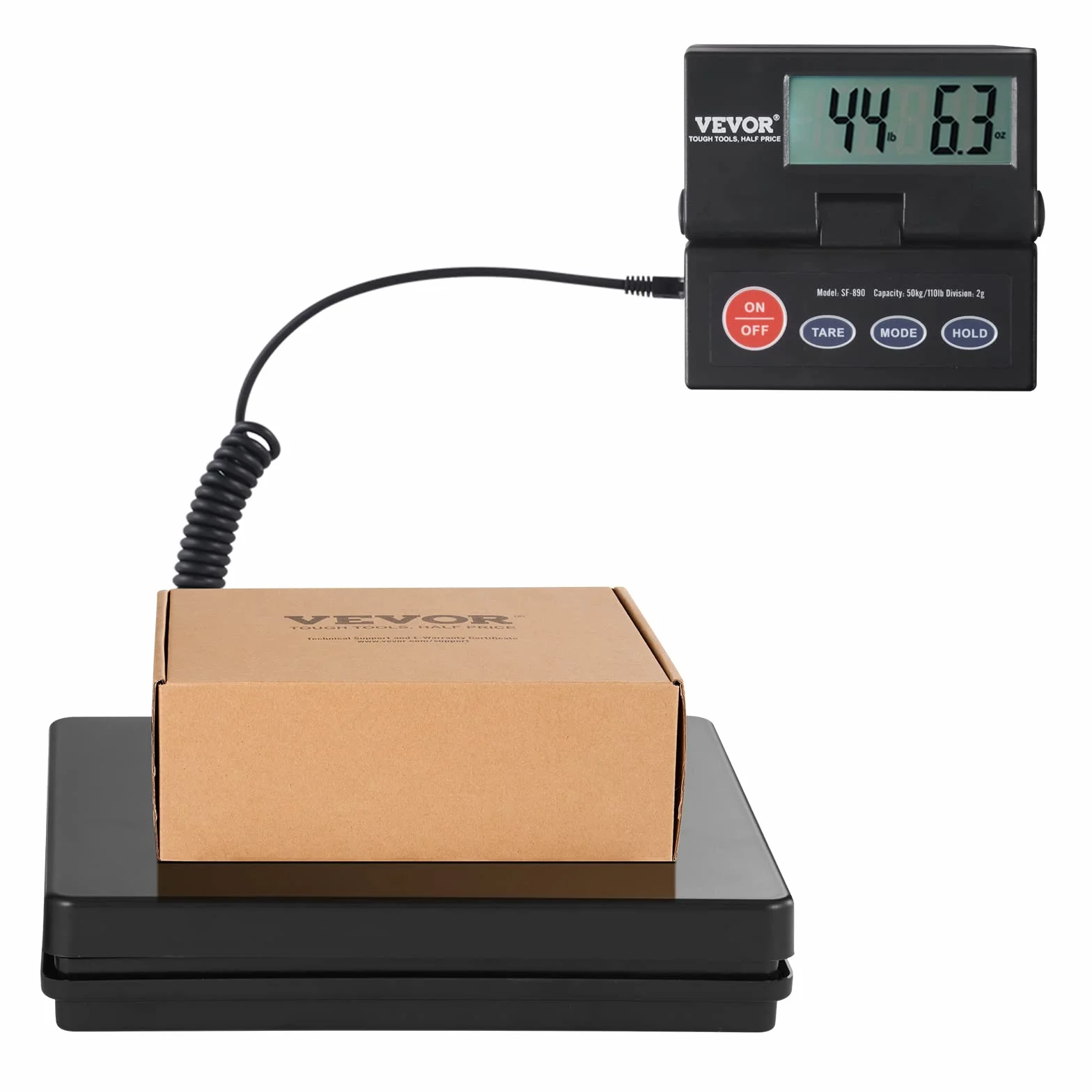 VEVOR Balance Postale Numérique 50 kg Pèse-colis de Précision 2 g avec Tare Maintien Écran LCD Pliable 90°