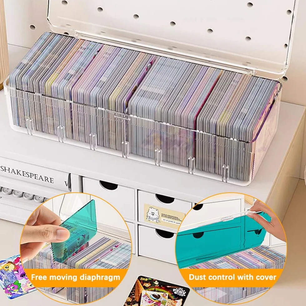 Organiseur Transparent avec Diviseurs Amovibles pour Cartes de Révision - 24,8 x 10 x 7,5 cm