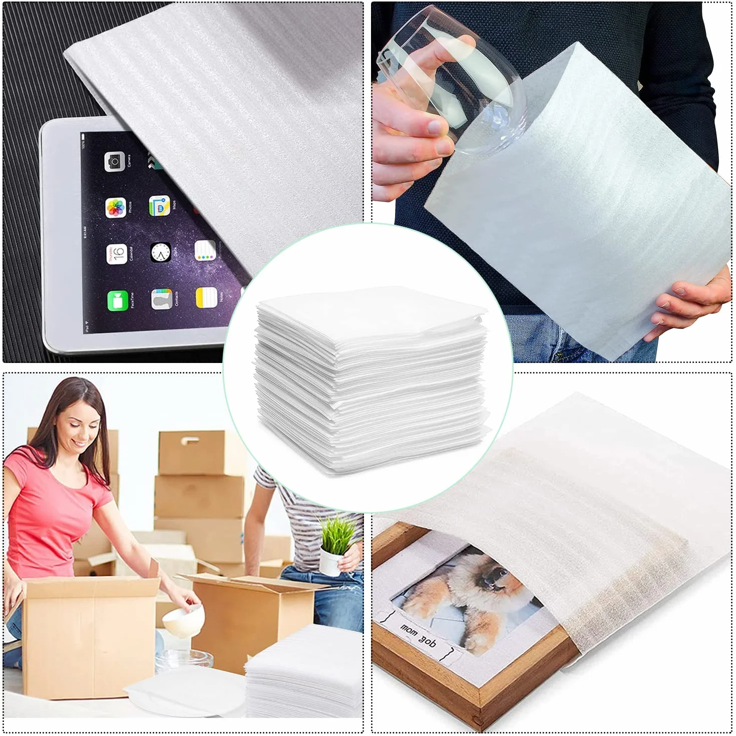 Feuilles Mousse Papier Bulle Déménagement Carton Vaisselle Verres Plats Assiettes 100PCS