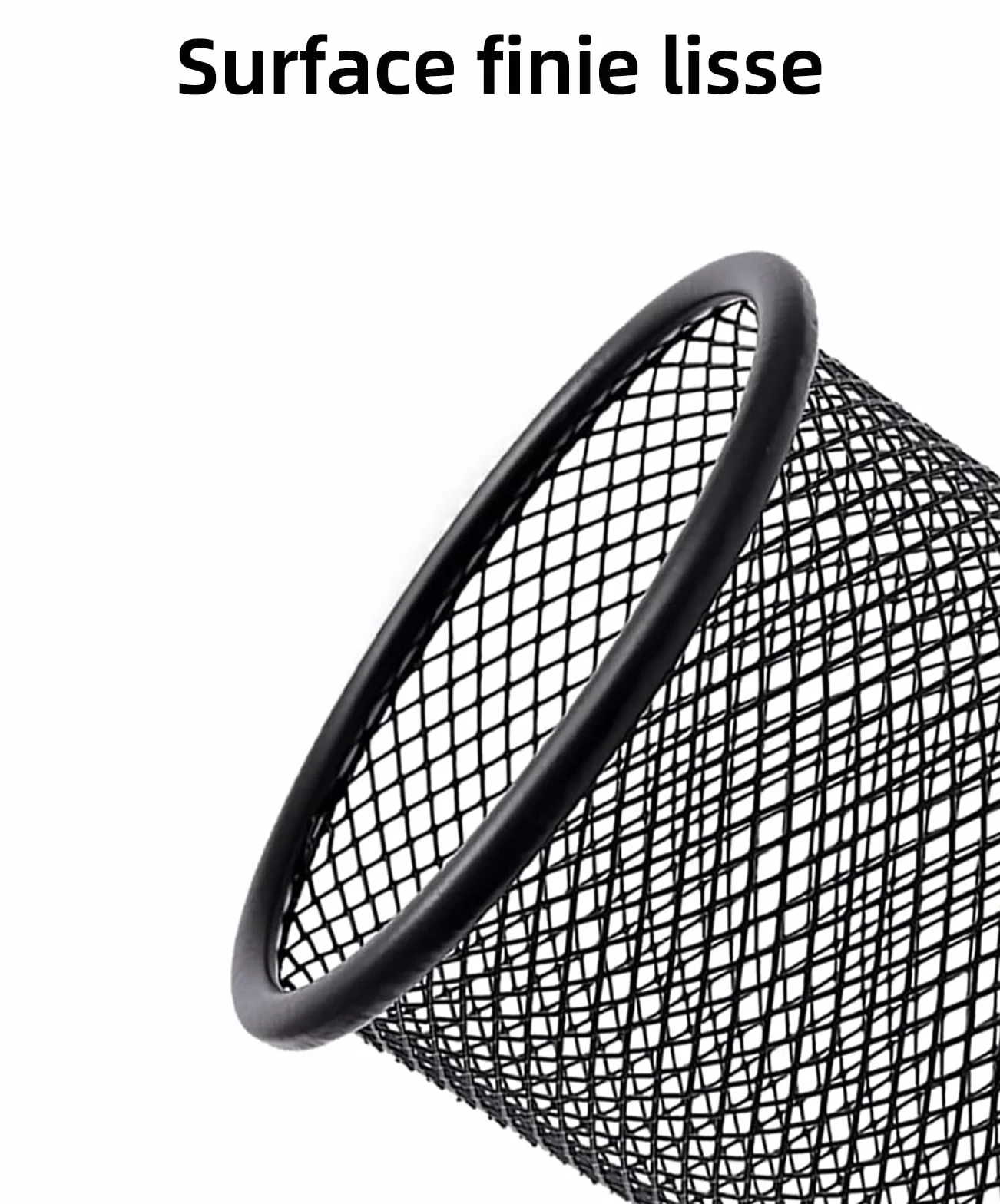 Qualsen Pot à Crayon en Métal Rond 4 Pièces, Grande Capacité Porte-stylo Organisateur de Bureau Noir