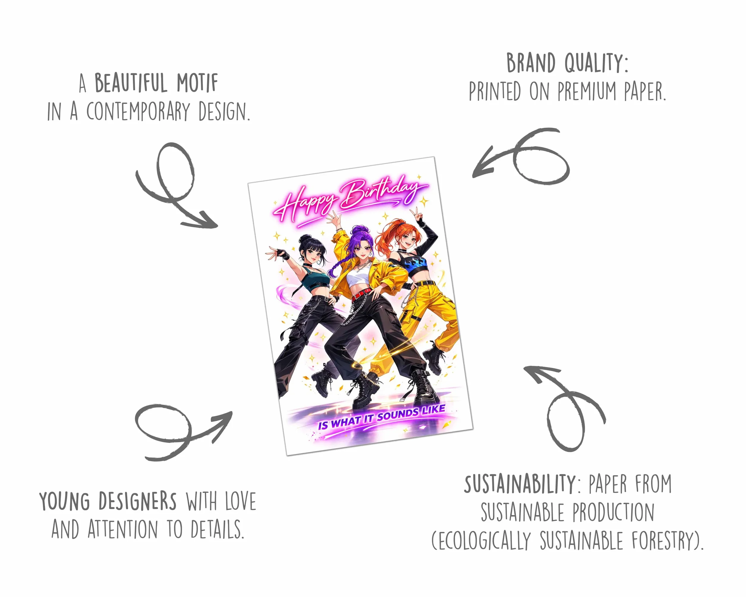 Edition Seidel Premium Carte d'anniversaire K-Pop Fille Cool Gang