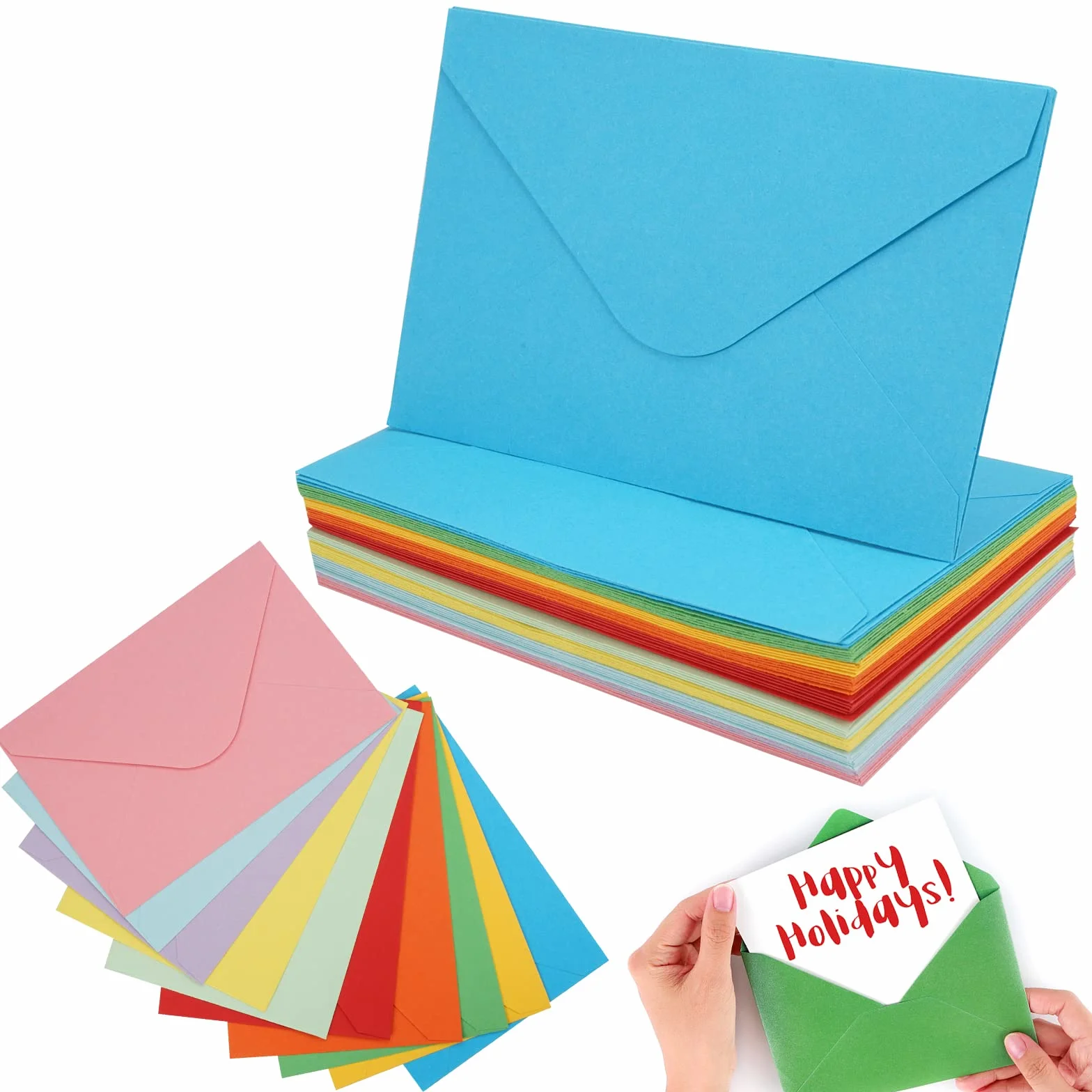 60 Pièces Enveloppes Petit Format 155x105mm - 10 Couleurs Mini Enveloppes Pour Cartes De Voeux, Invitation Mariage