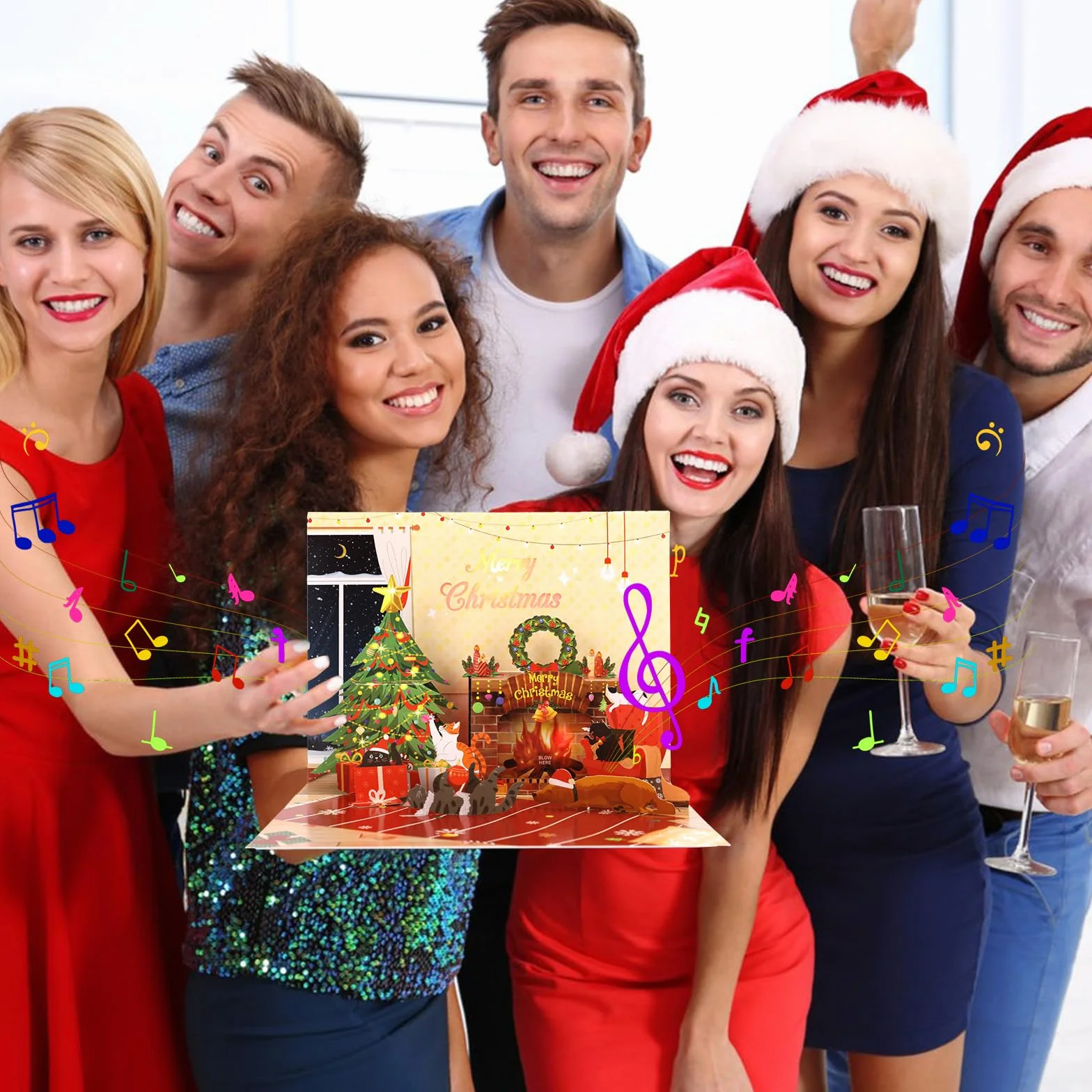 Carte de Noël pop-up 3D avec musique pour enfants, garçons, filles