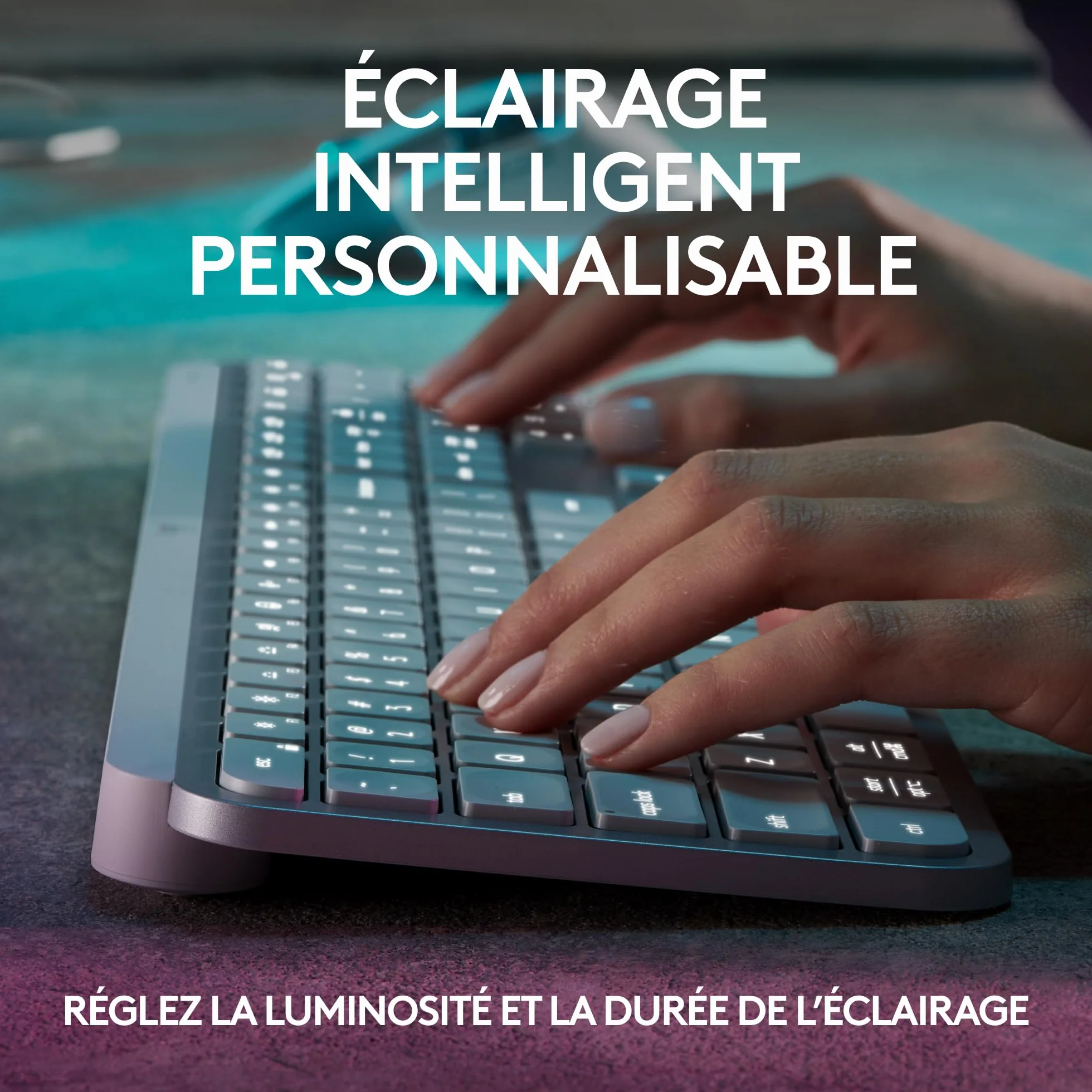 Logitech MX Keys S Clavier sans Fil Rechargeable USB-C Silencieux Rétroéclairé Bluetooth AZERTY Français Pale Grey