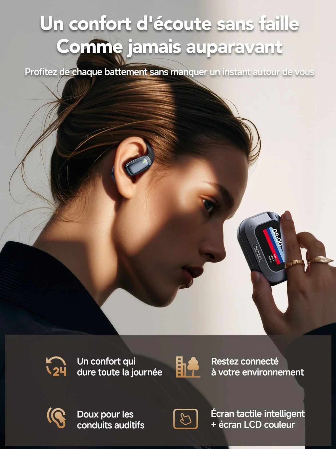 NE25 AI Traducteur Vocal Instantané 3 en1 Écran 135 Langues 60H Traduction 8 Modes
