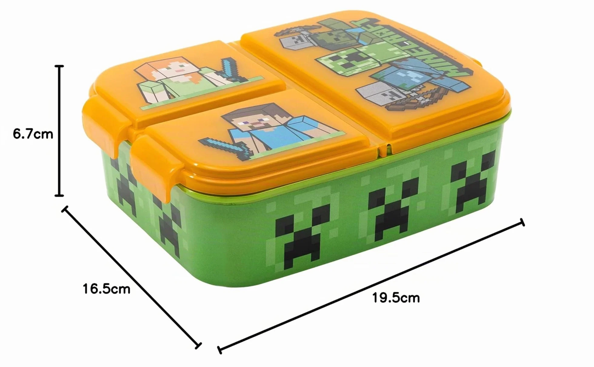 STOR Boîte à Sandwich Minecraft Enfant 3 Compartiments 2156ml - Lunch Box Scolaire sans BPA