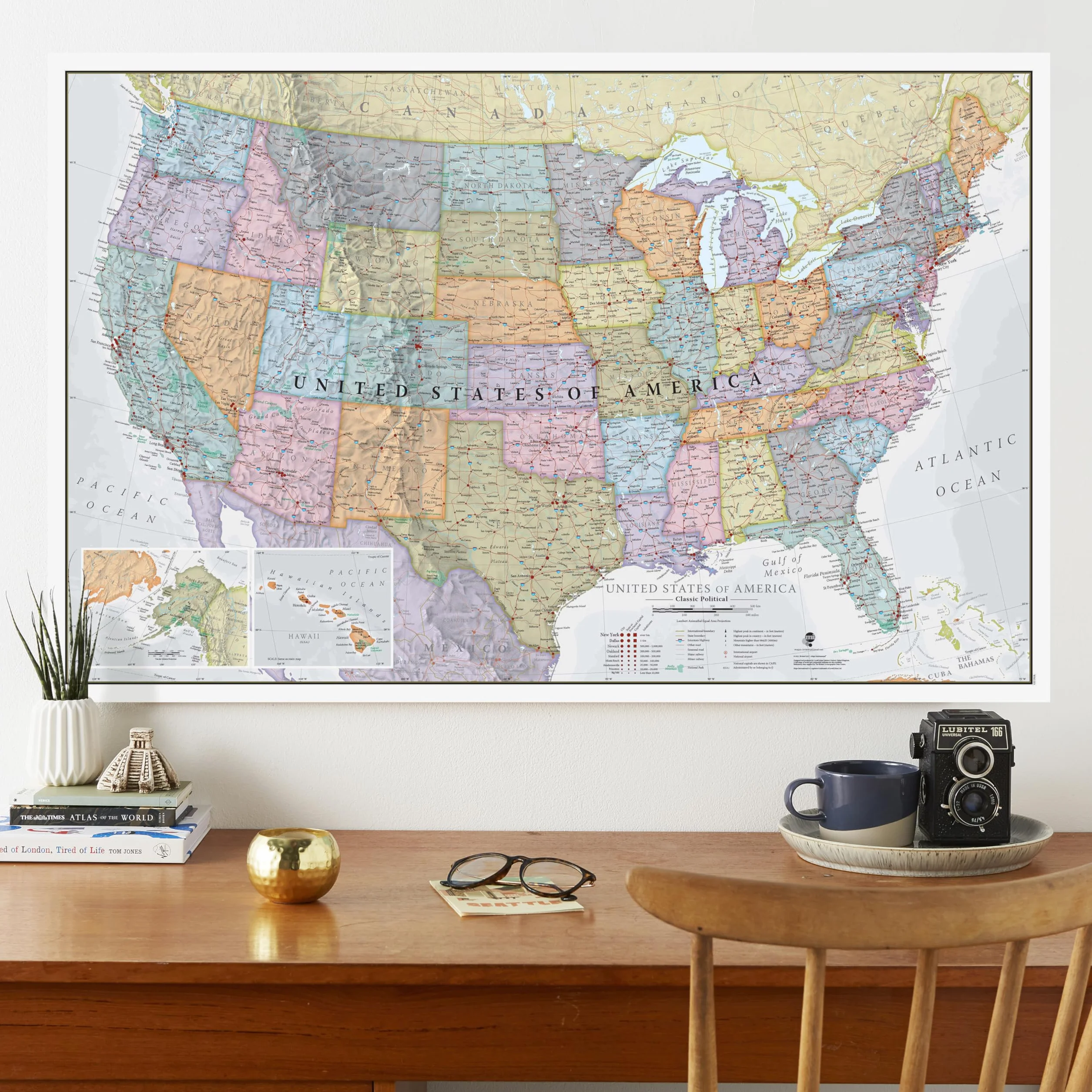 Maps International USA Map Classic Laminated 91,4 x 61 cm