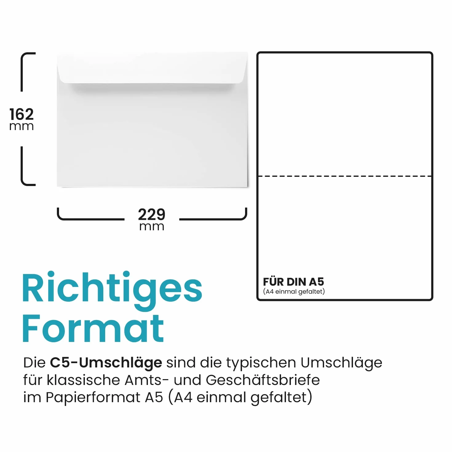 Enveloppes blanches C5 162 x 229 mm 90g rabat droit Netuno Design
