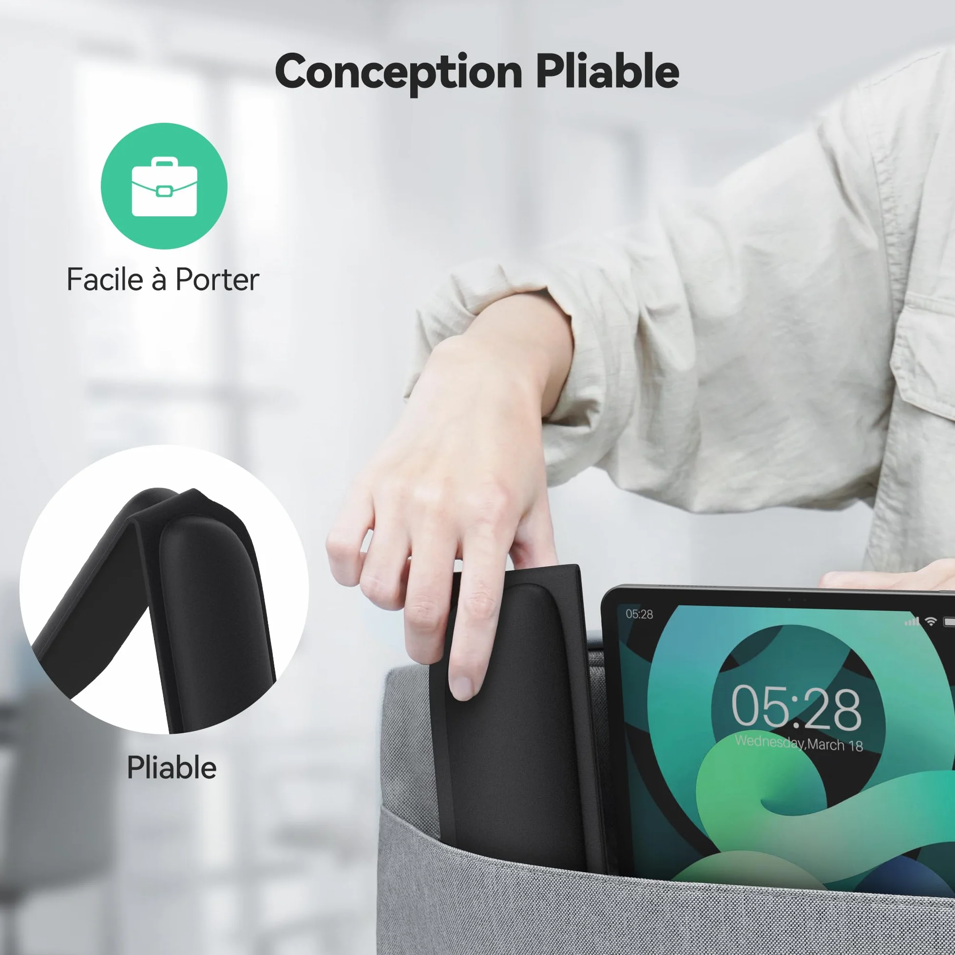 TECKNET Tapis de Souris et Repose-Poignet Clavier, Mouse Pad Ergonomique en Mousse à Mémoire Antidérapant Imperméable