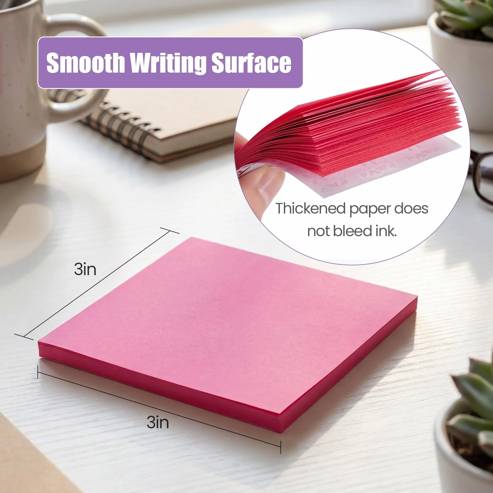 Bloc-notes autocollants 76 x 76 mm 24 blocs couleurs vives pour bureau maison présentations