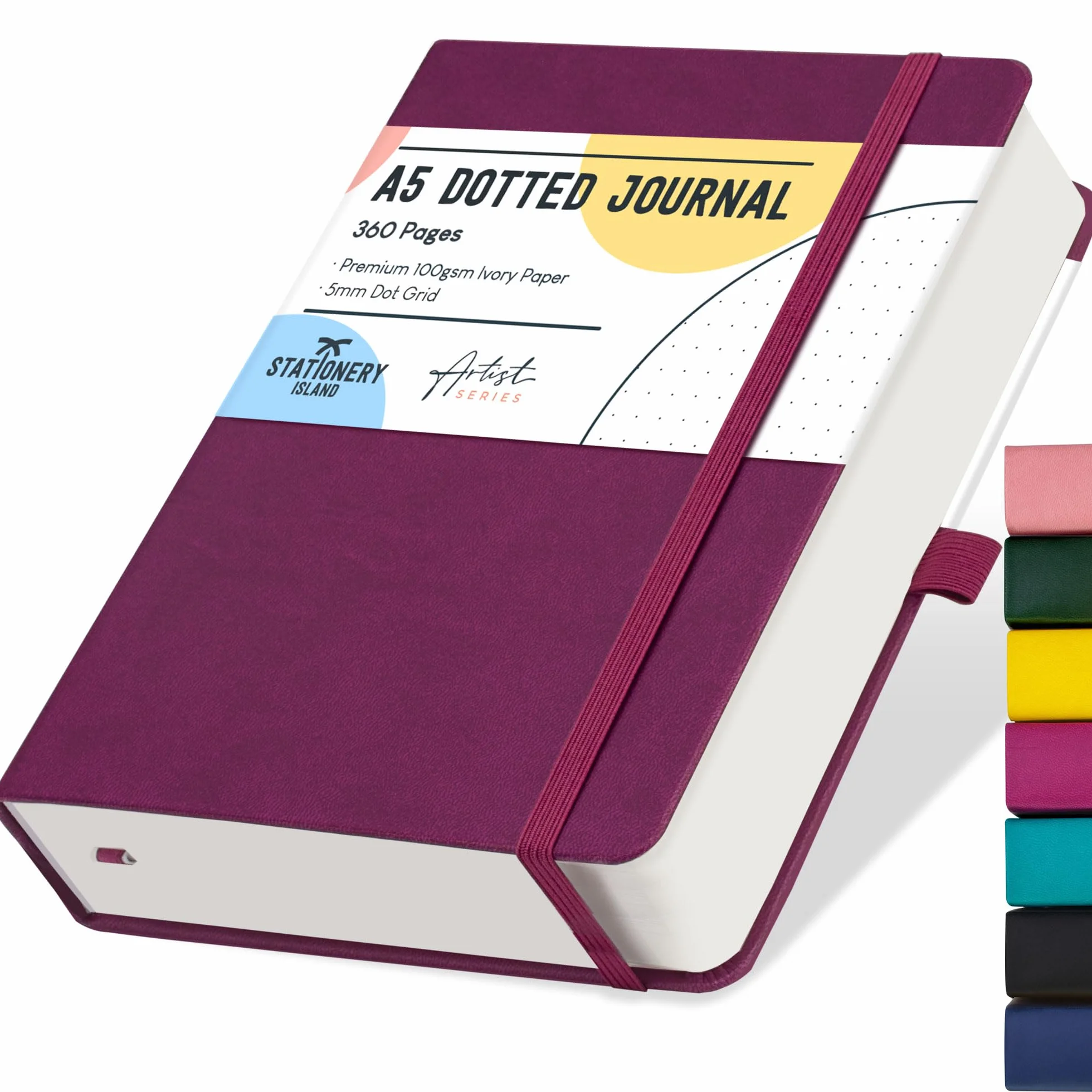 Carnet en Notes A5 Pointillé 360 pg Bullet Dotted Journal Couverture Rigide Papier 100 g/m² avec Porte-stylo Poche Intérieure 2 Marque-pages