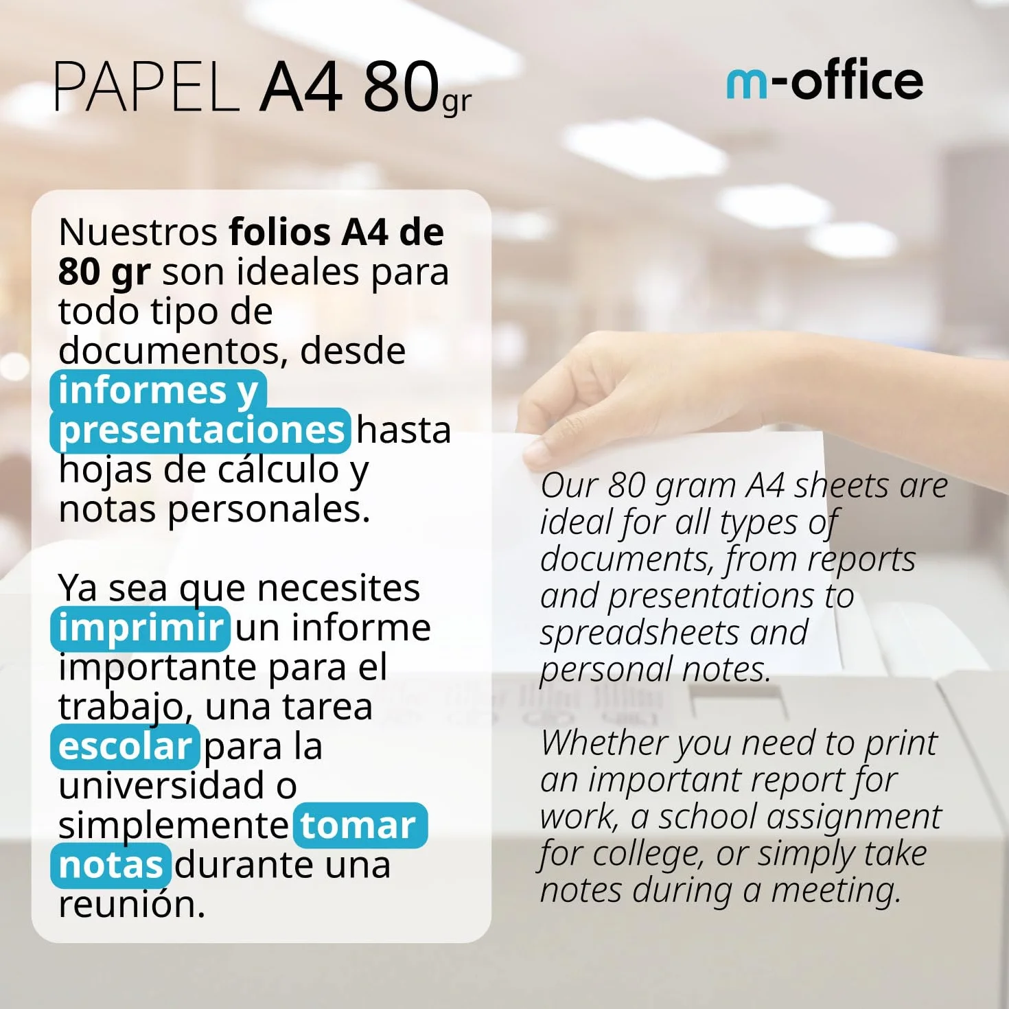 Papier Multifonction A4 80gr 150 Feuilles pour Imprimante Jet d'Encre et Laser 210 x 297 mm