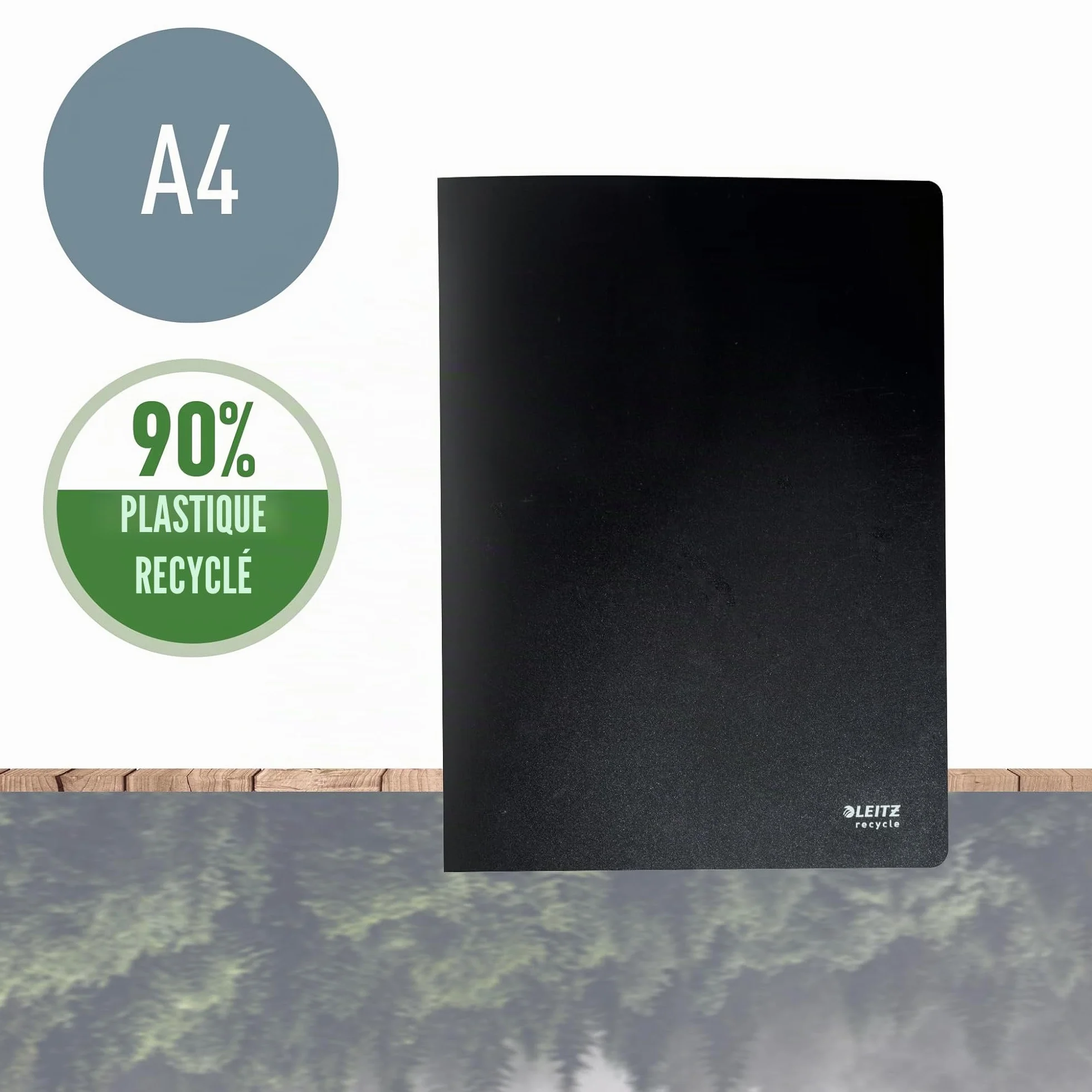 Leitz A4 Reliure Protège-Documents 20 Pochettes Plastifiées, Capacité 40 Feuilles, Noir
