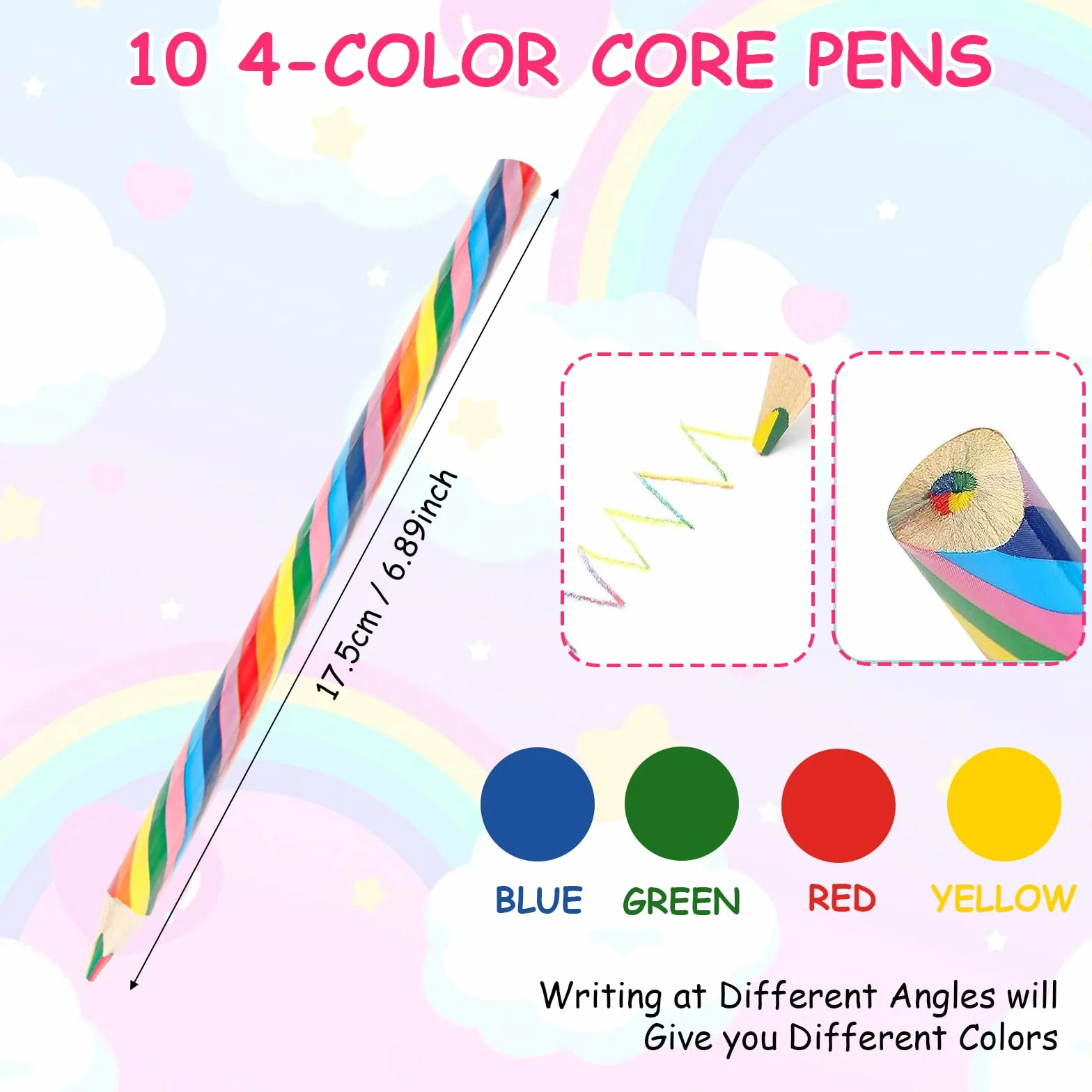 Jeu Fournitures Scolaires Arc-en-ciel 80Pcs, Crayons Couleur, Bloc-notes Spirale, Gomme, Autocollants, pour Salle Classe