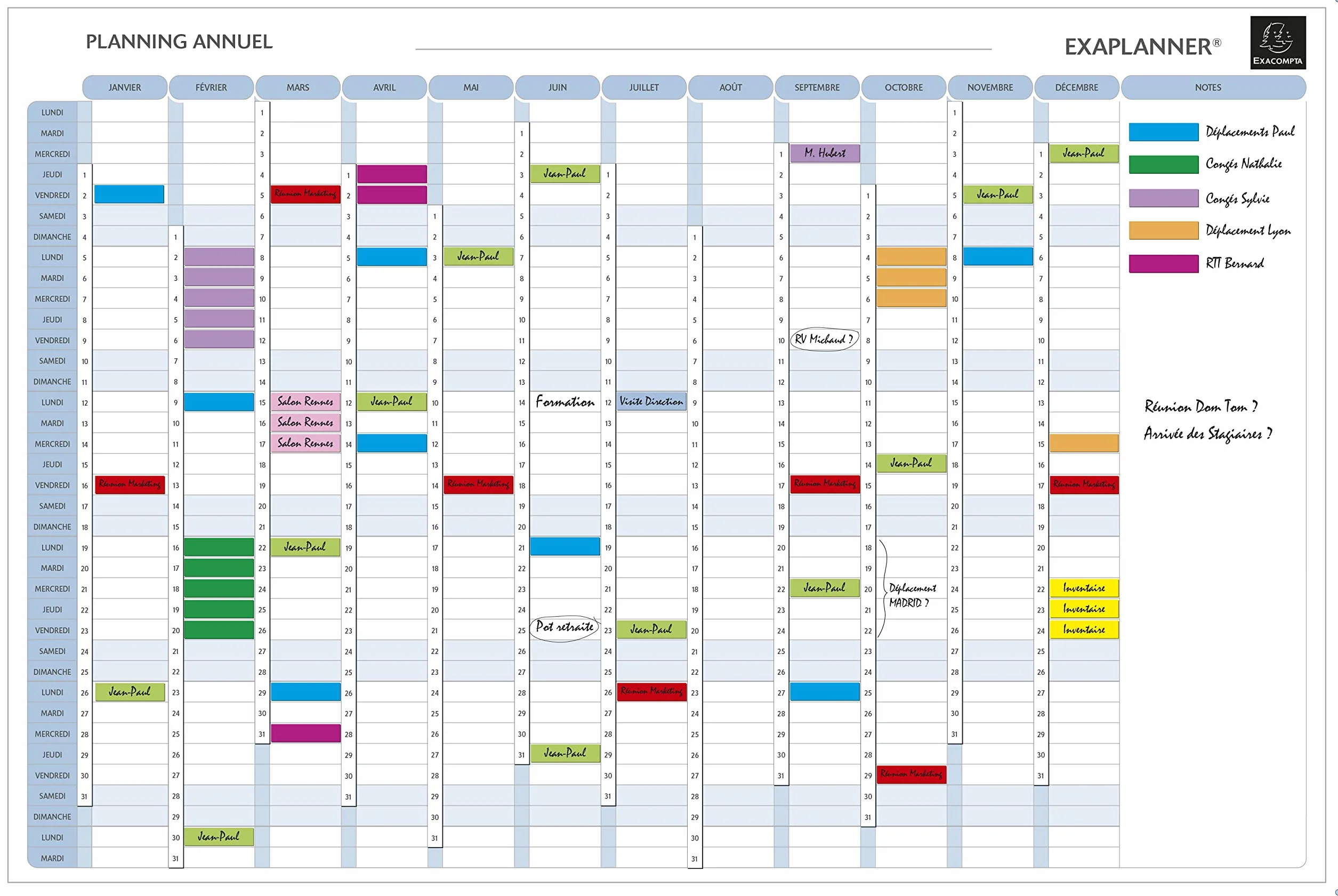 EXACOMPTA Planning annuel magnétique 90x59cm kit