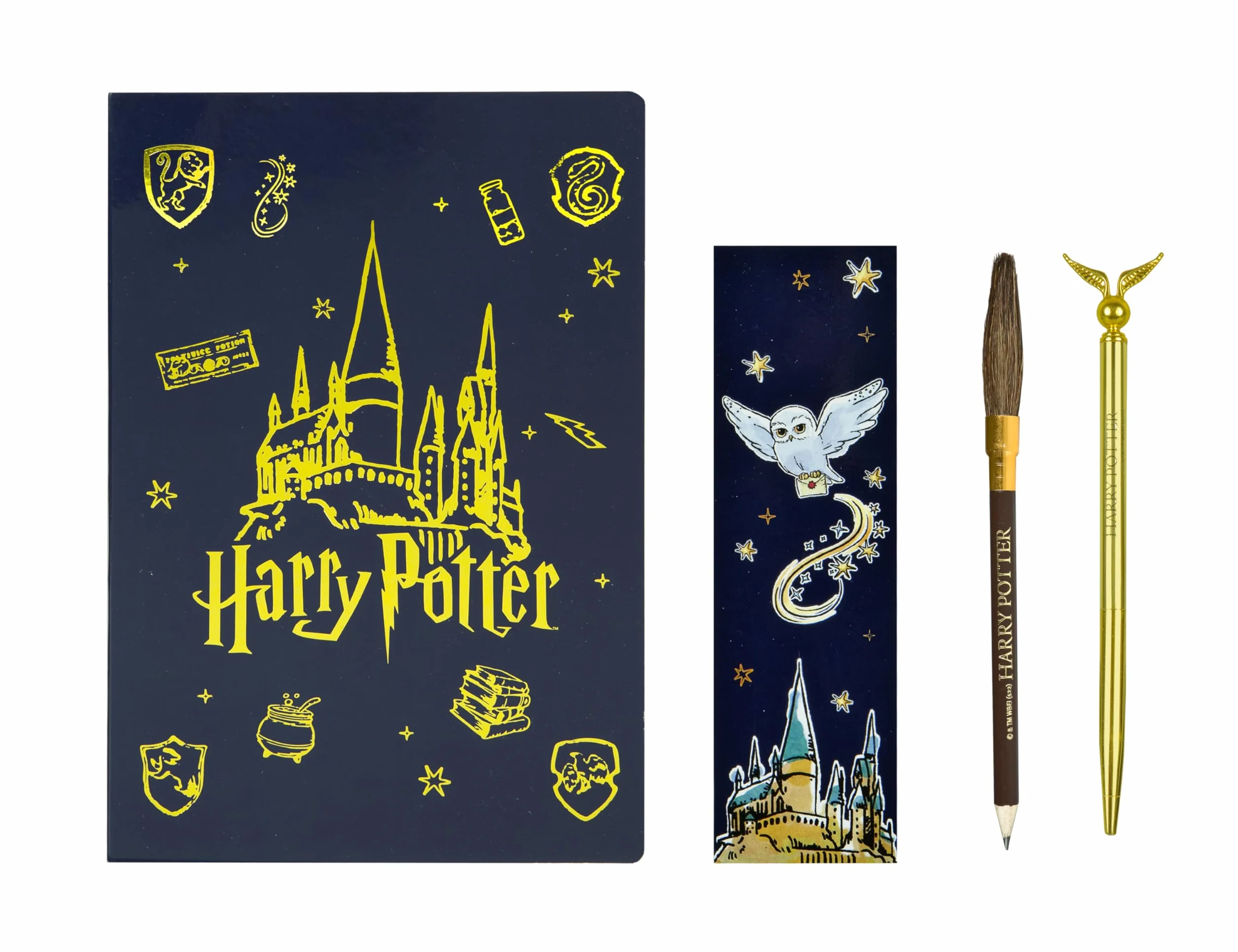 Coffret Cadeau Harry Potter 5 pièces – Carnet, Baguette, Stylo, Crayon, Marque-Page