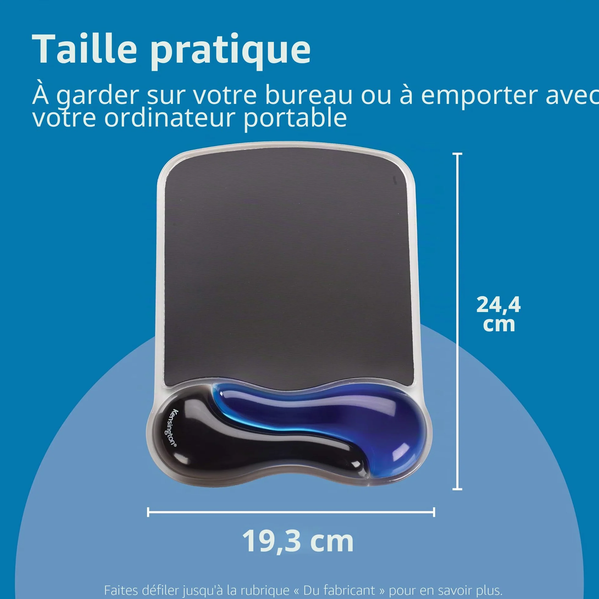 Kensington Tapis de Souris Ergonomique Gel Duo avec Repose-Poignets, Antidérapant, Bleu