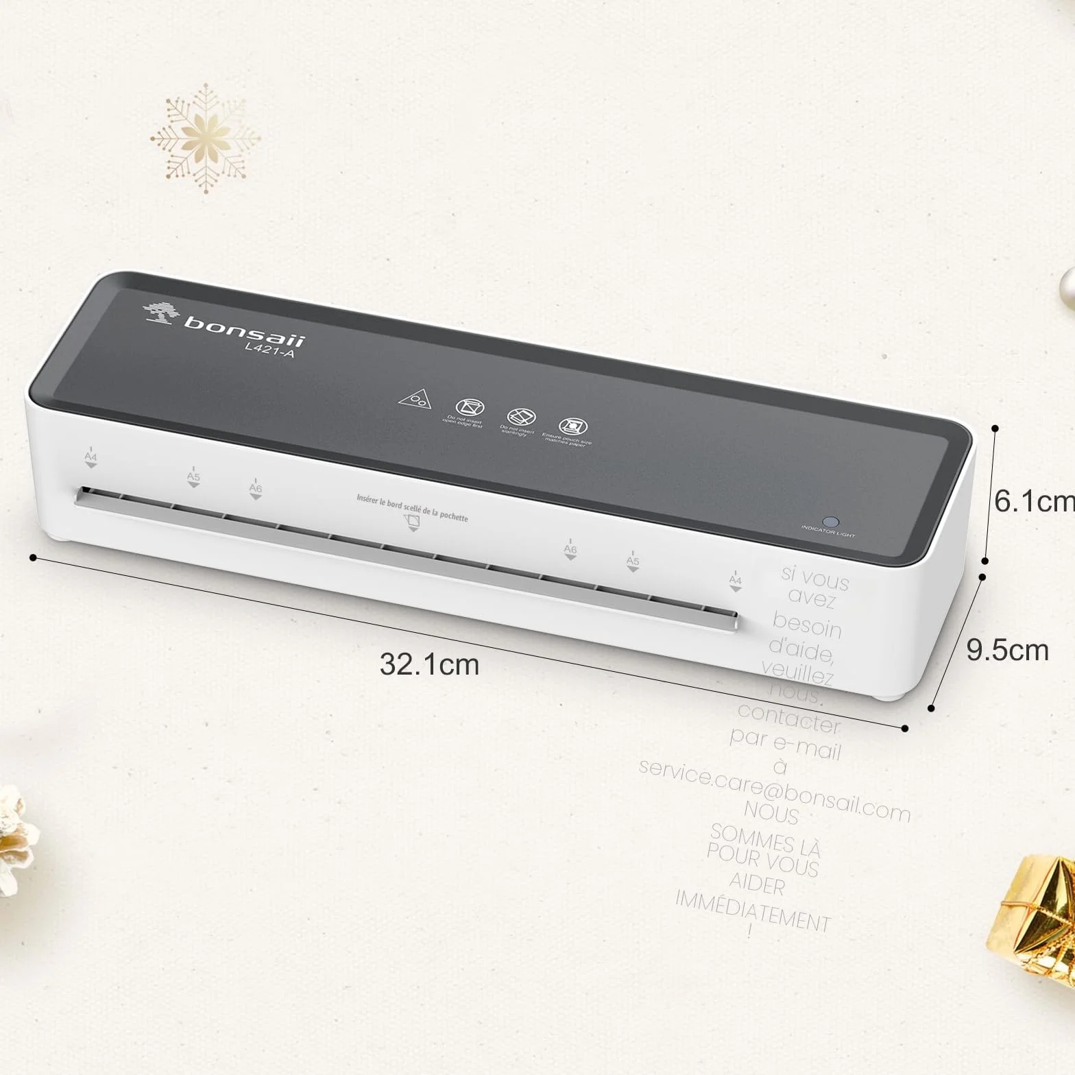 Bonsaii Plastifieuse A4 L421-A, 80-100 microns, anti-bourrage, 5 films inclus