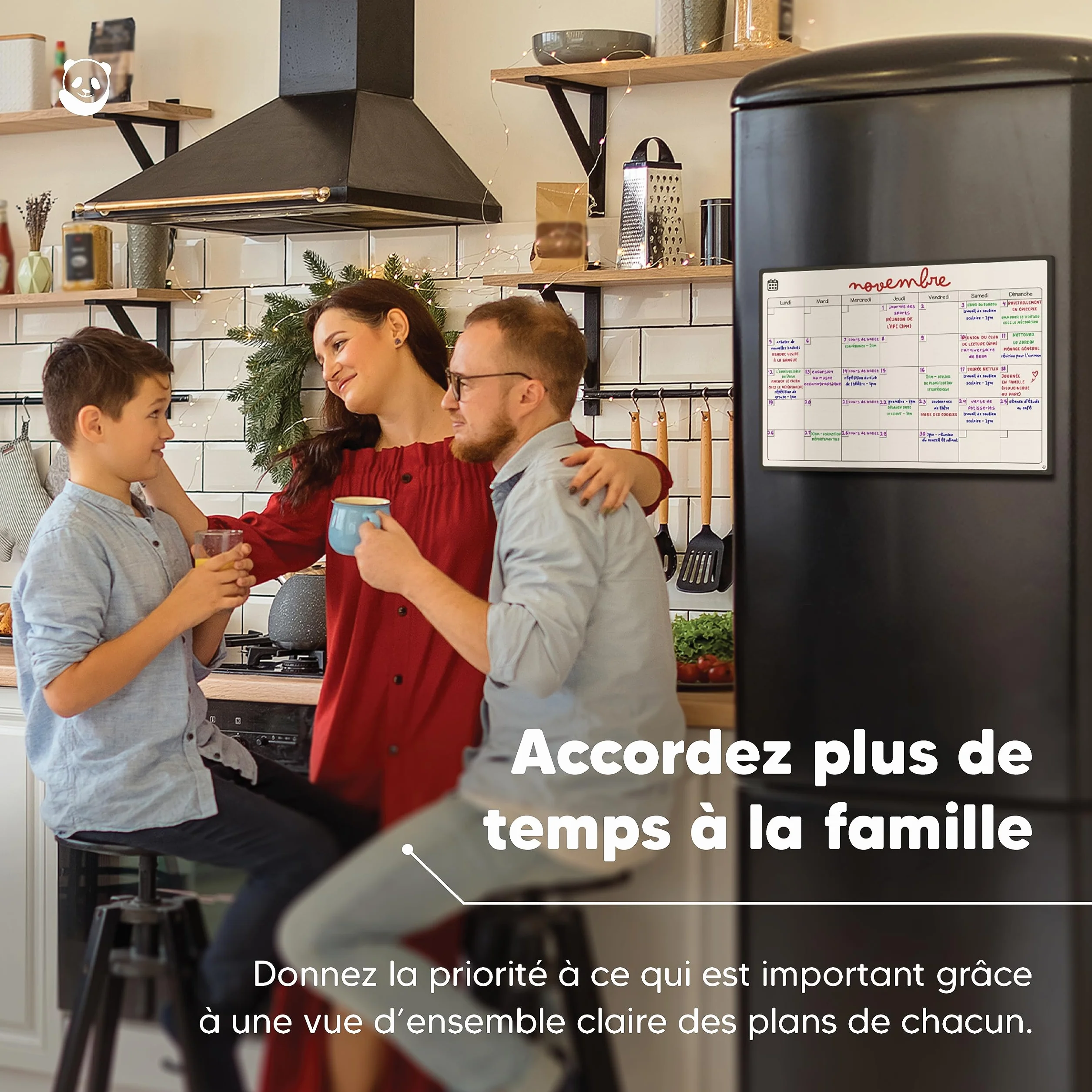 Smart Panda A3 Calendrier Magnétique Pour Frigo - Planifier Les Repas Familiaux, Listes De Courses - Tableau Aimanté Mensuel en Français