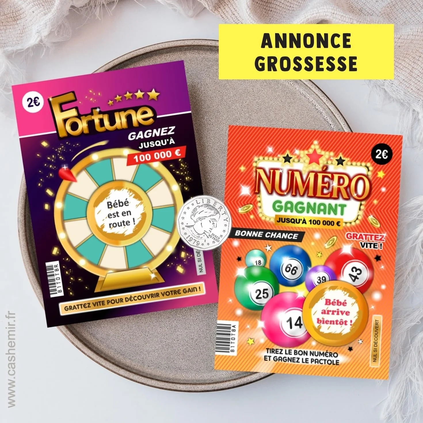 Cartes à gratter Annonce Grossesse Bébé Bientôt - Lot de 6 Tickets de Jeu pour Mamie Papy Tonton Tata