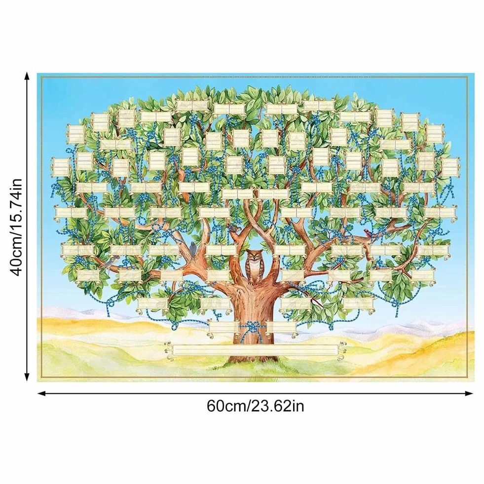 Tableau d'Arbre Généalogique à Remplir 6 Générations Affiche Ascendance Vierge Décoration Murale Cadeau Famille