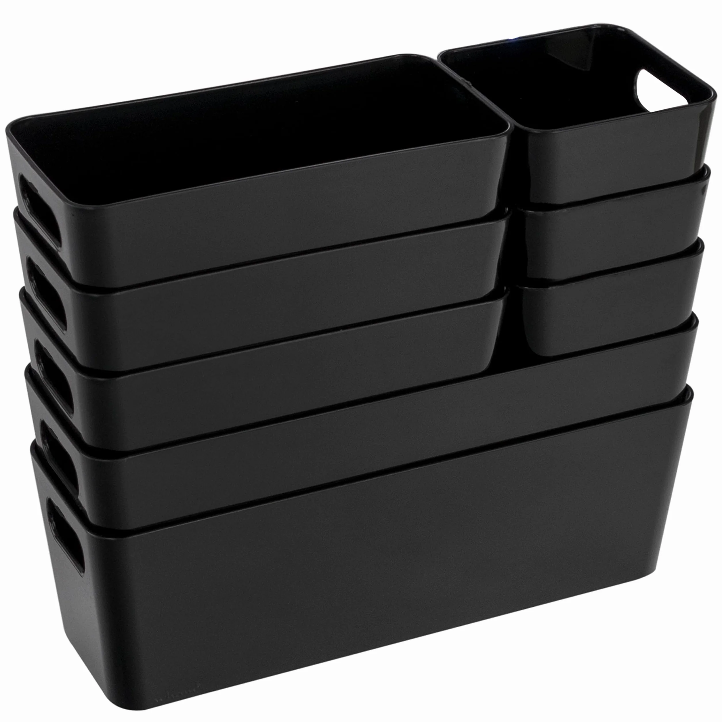 Lot de 8 organiseurs de tiroir 10 cm noir plateau tiroir 30 x 50 cm boîte de rangement