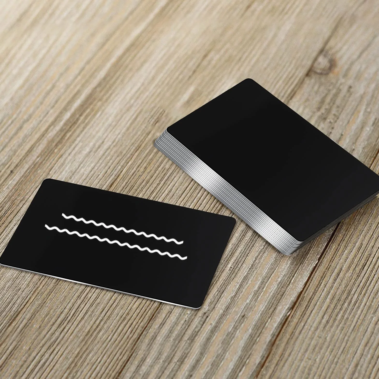 Lot de 100 Cartes de Visite en Métal Noir Aluminium Gravure Laser Professionnelles 86 x 54 x 0,21 mm