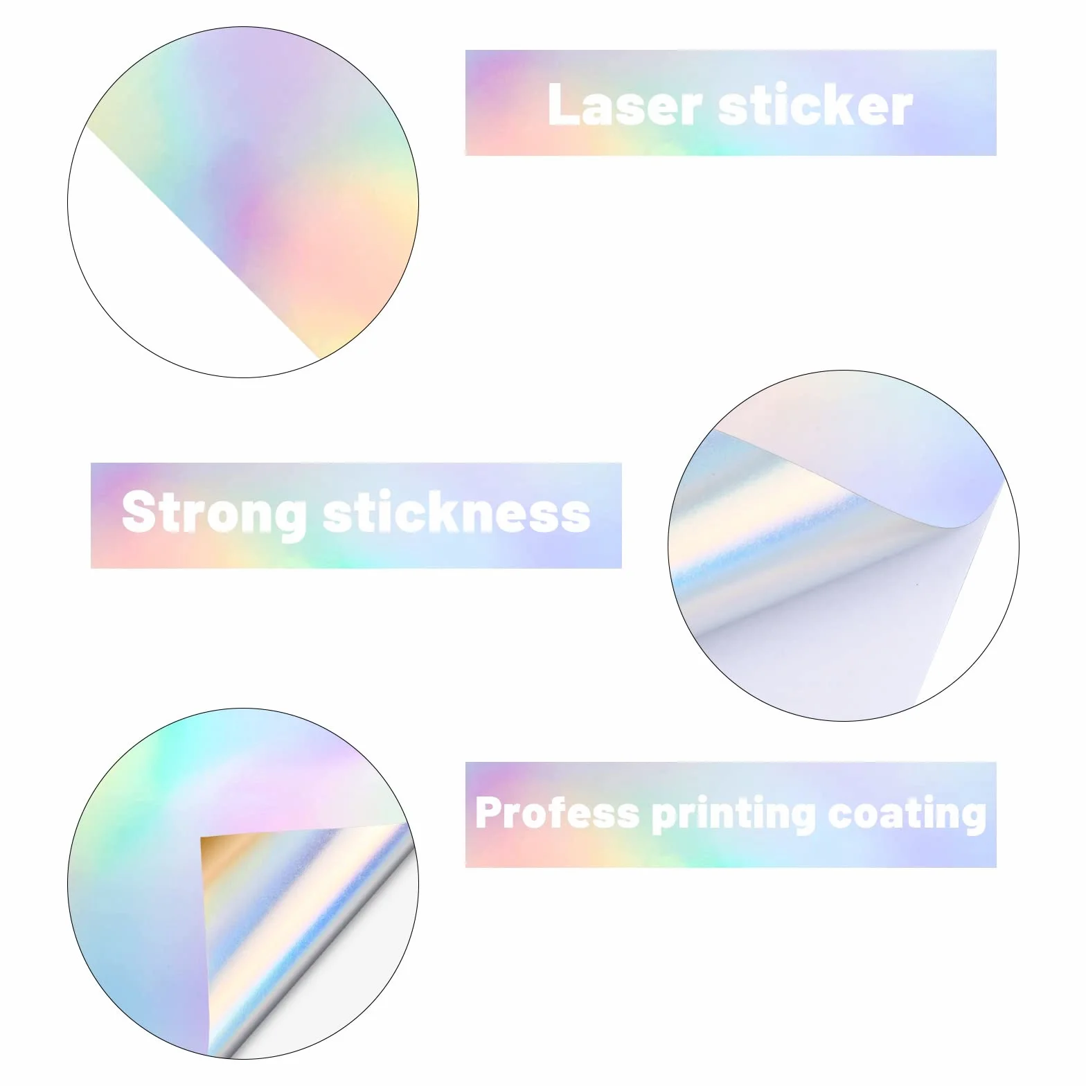Papier Autocollant Holographique A4 20 Feuilles, Vinyle Imperméable Séchage Rapide pour Imprimante Jet d'Encre et Laser