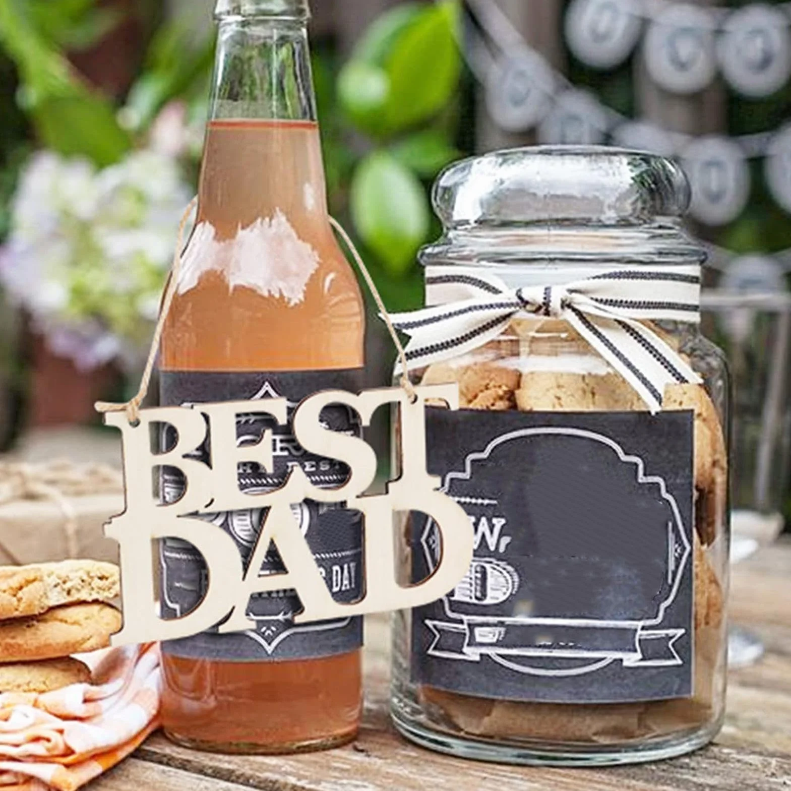 Découpes en bois brut pour la fête des pères - Étiquettes lettres DIY - 10 pièces ornements créatifs