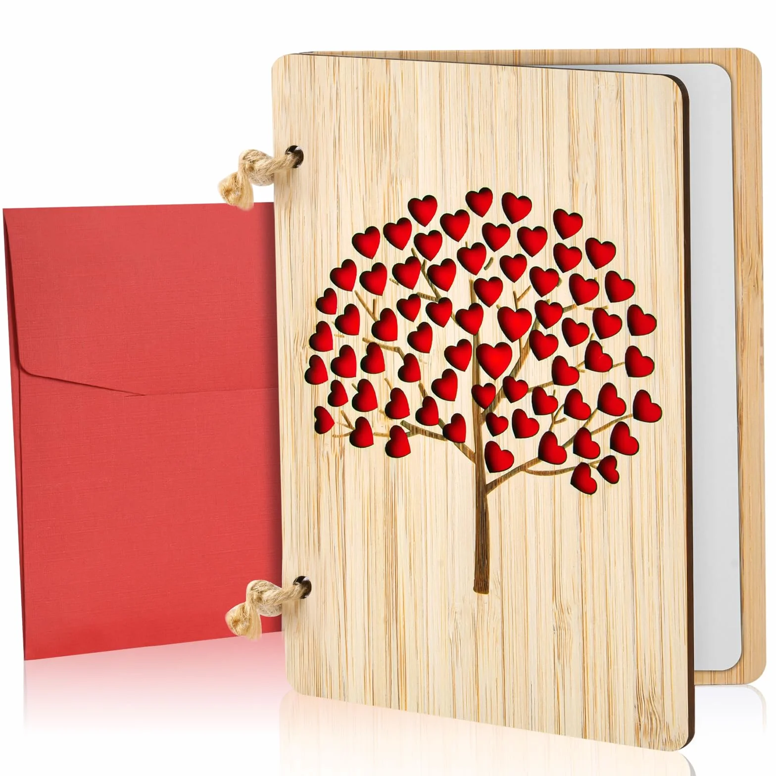 Carte de Voeux en Bois Vicloon, Carte Anniversaire en Bambou avec Enveloppes