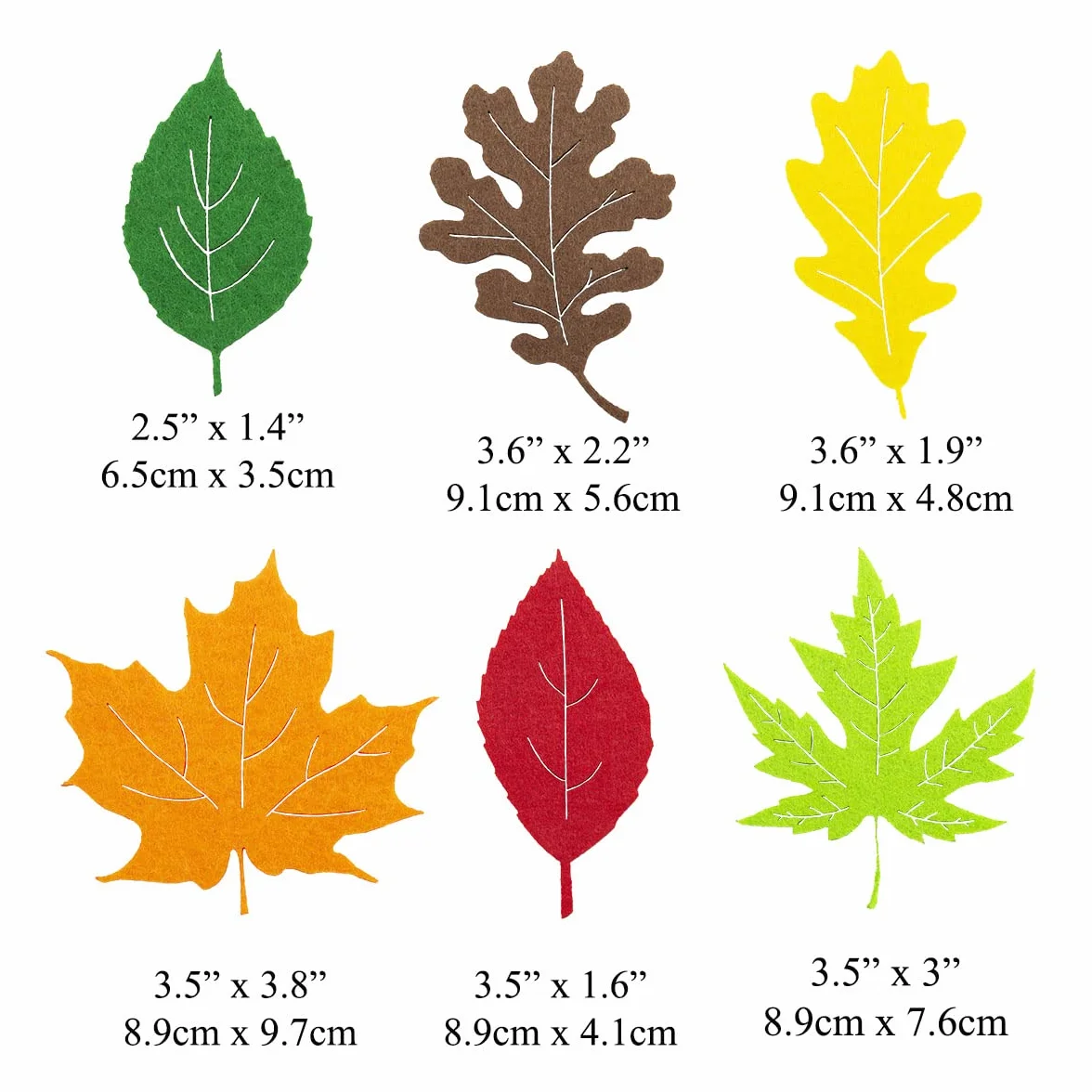 Lot de 60 feuilles de feutrine découpées au laser Vert/jaune/marron
